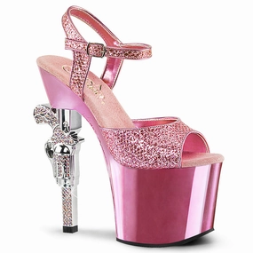 7" R/S Embellished Gun Heel (REVOLVER-709G) High Heels Posing