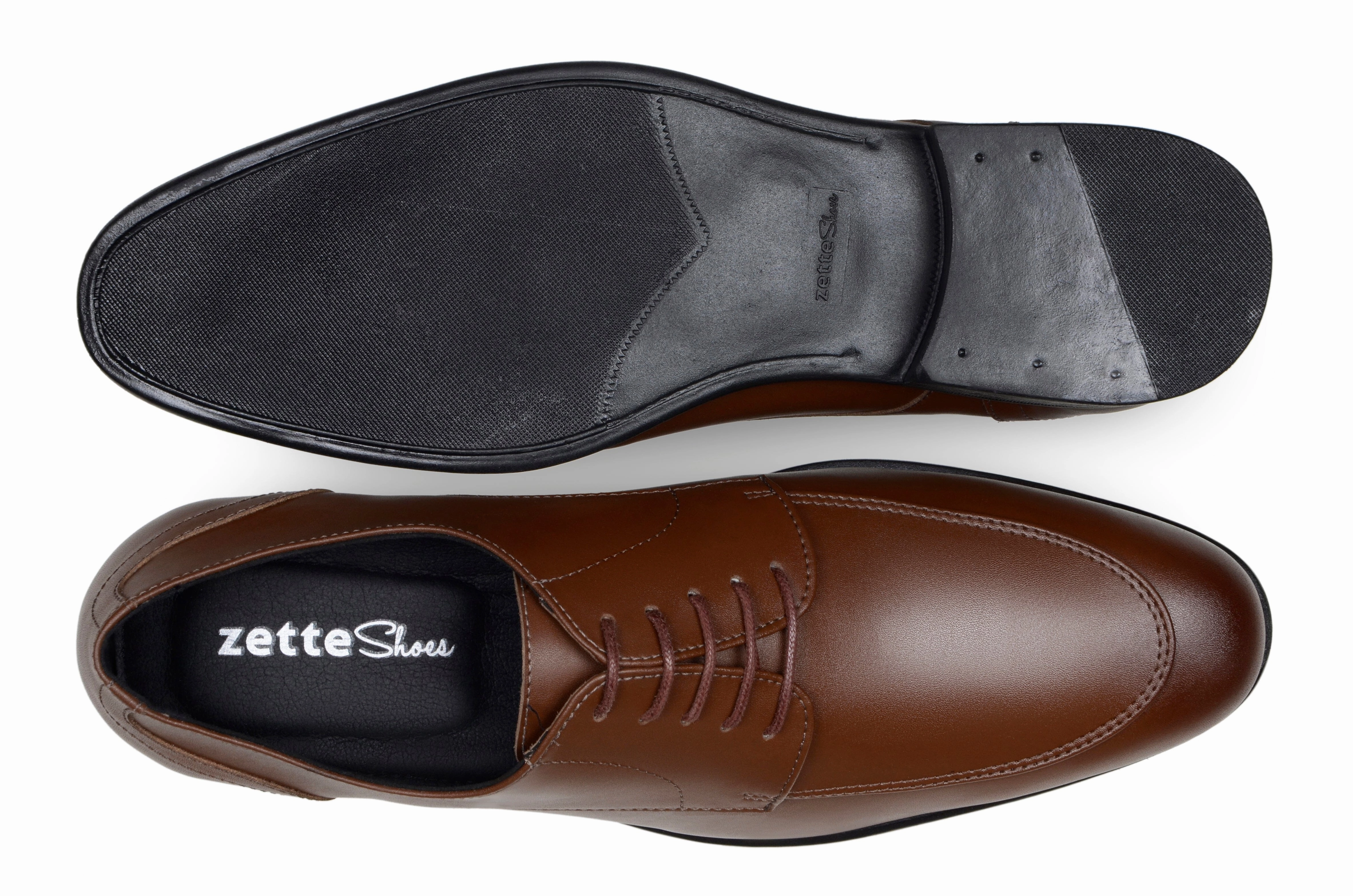 'Adrian' men's classic oxford in vegan leather by Zette Shoes - cognac Casual Shoes