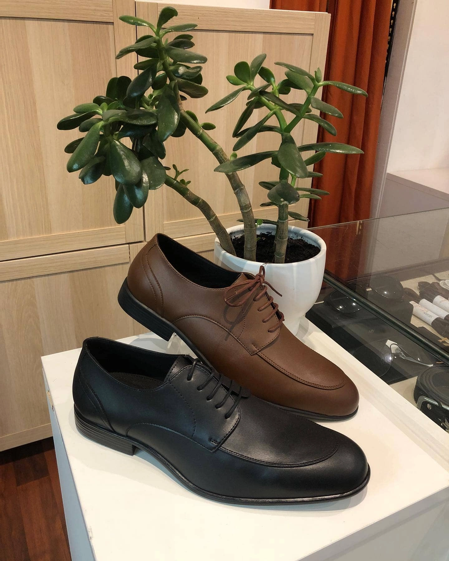 'Adrian' men's classic oxford in vegan leather by Zette Shoes - cognac Oxford Is Not Brogue