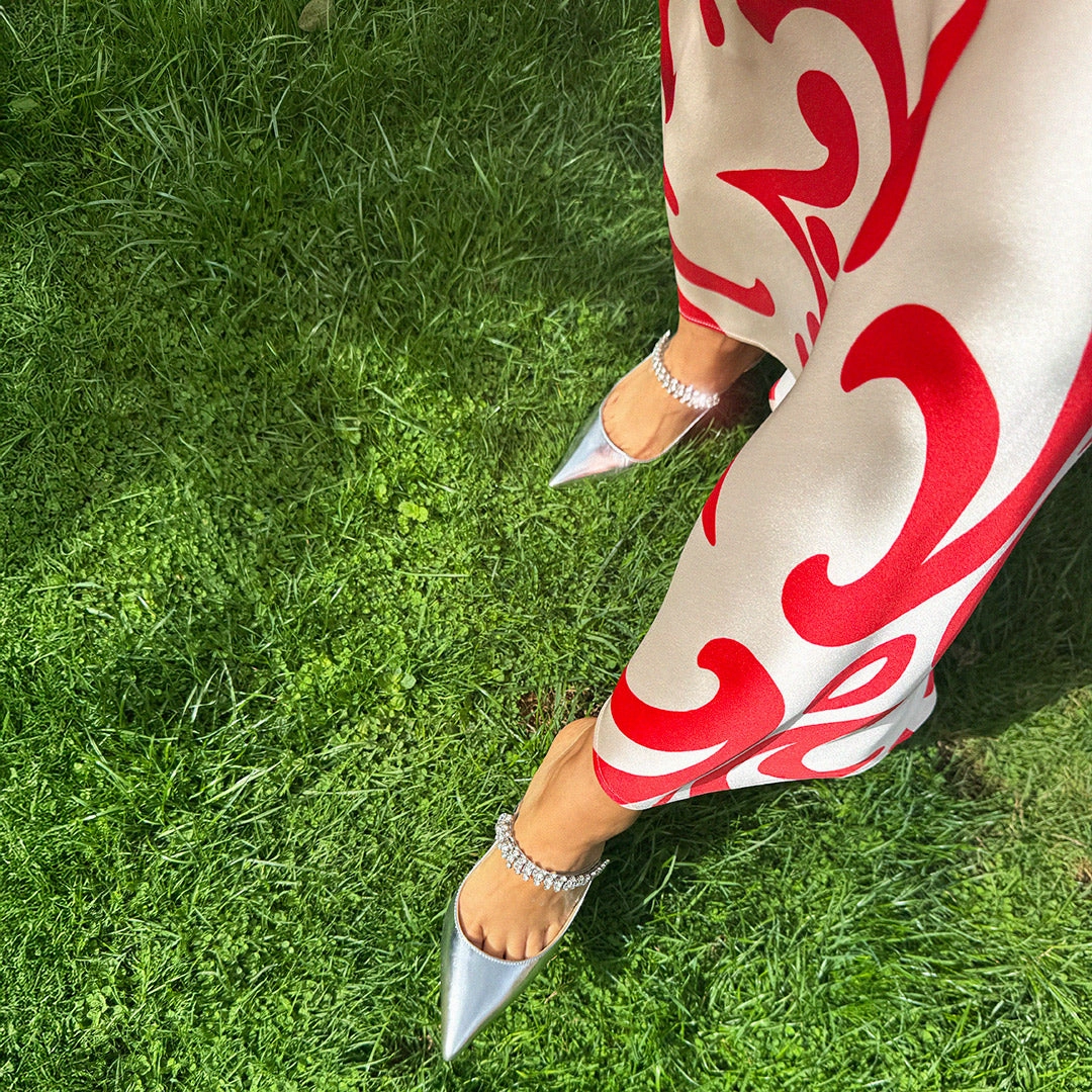 High High Heel Shoes *LAMIO- silver leather mules