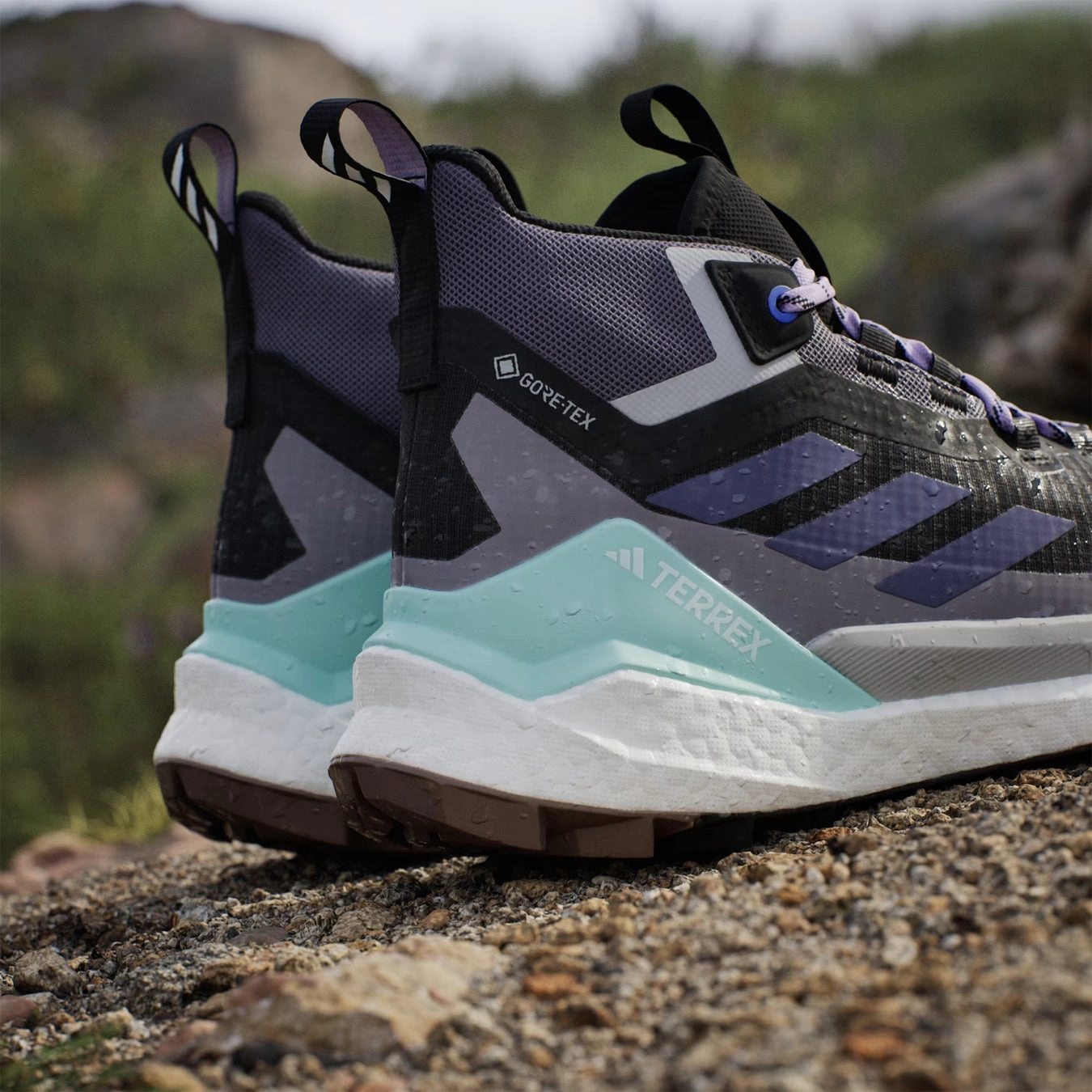 Hiking Shoes Sneaker Adidas Terrex Womens Free Hiker 2.0 Gore-Tex Hiking Shoes Core Black / Preloved Violet / Taupe Oxide