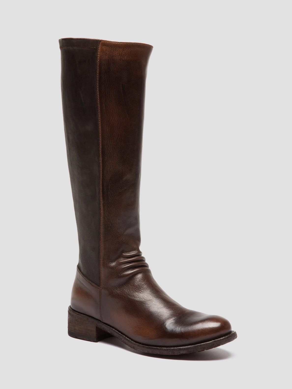 LISON 035 - Brown Stretch Leather Boots Formal Snow Boots