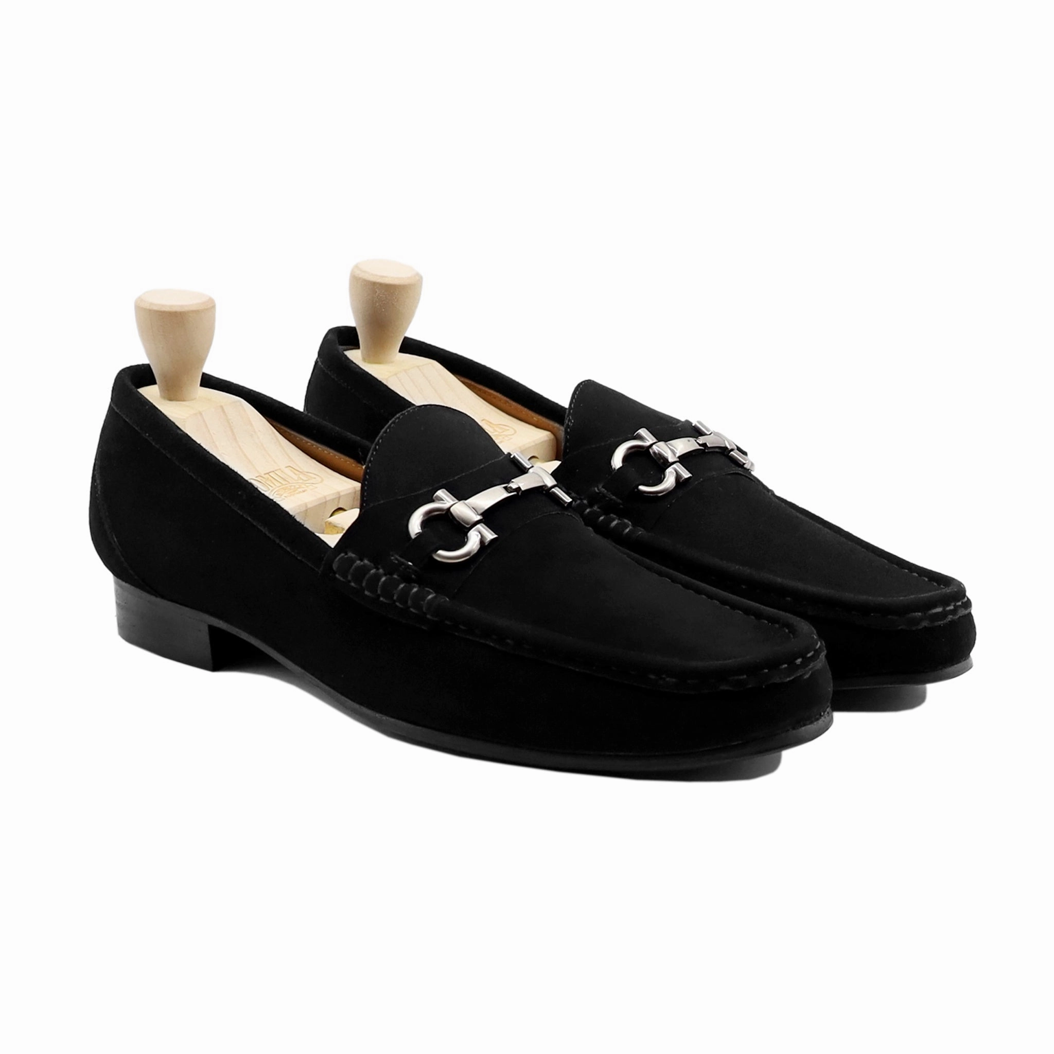 Arzak - Men's Black Kid Suede Loafer Loafers And Leather Jacket
