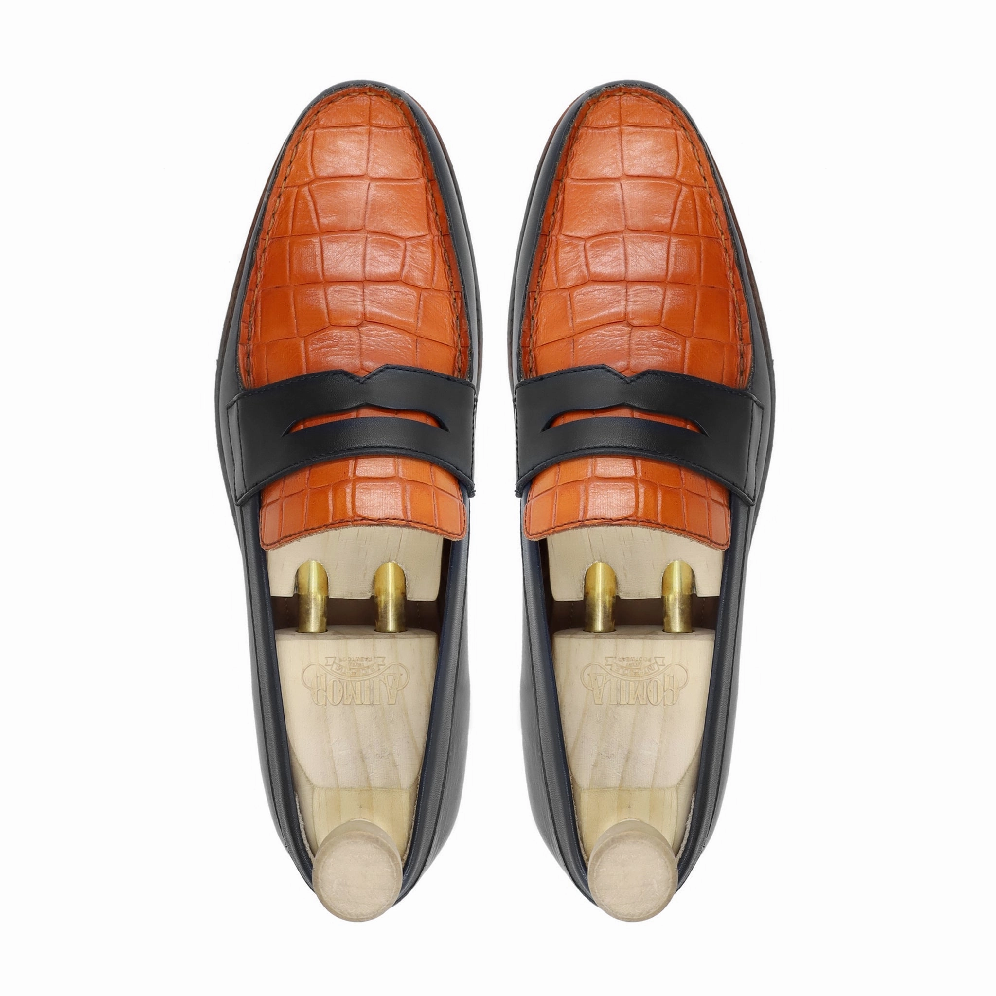 Florida - Men's Black and Tan Calf Leather Loafer Horsebit Loafers Sale