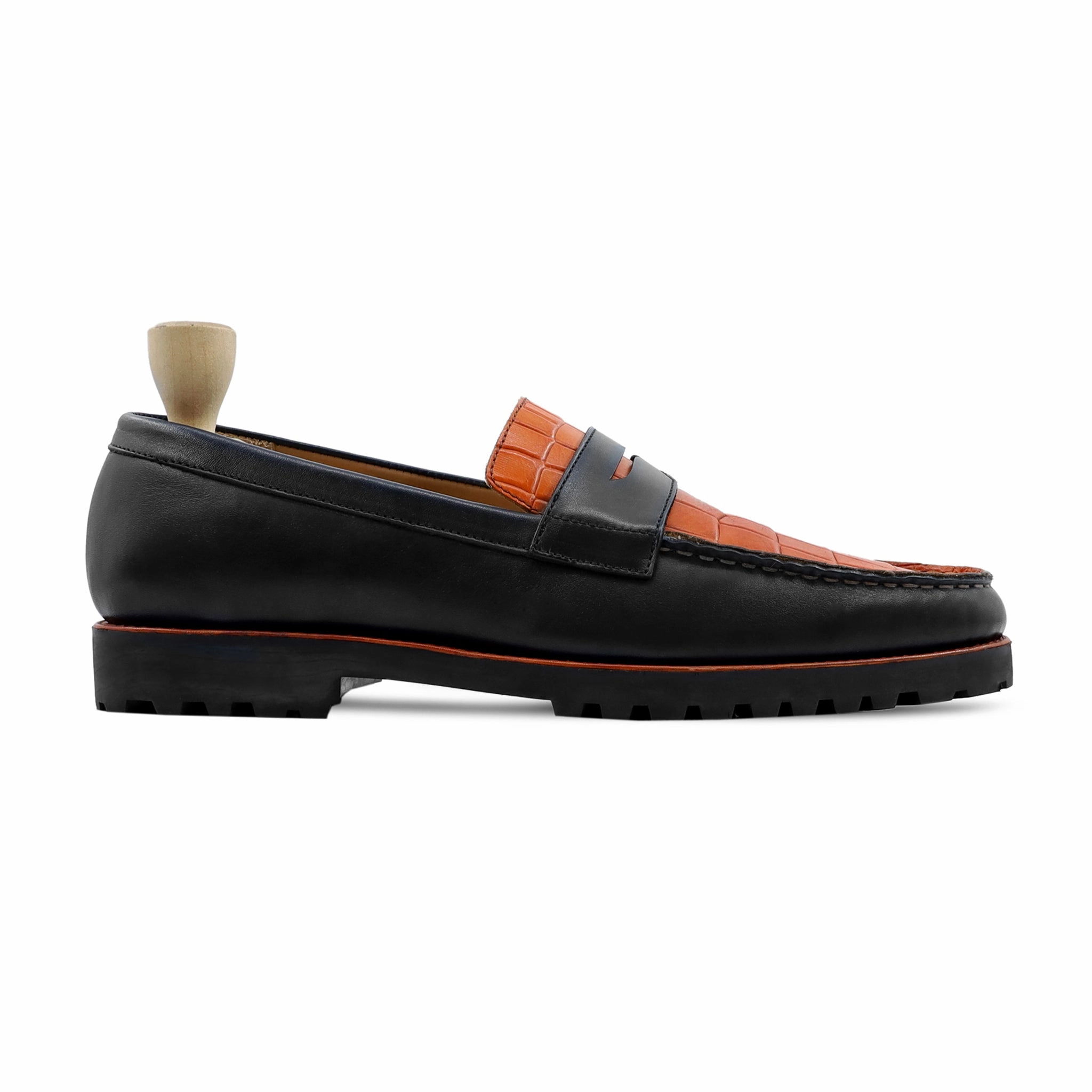 Aerosoles Loafers Sale Florida - Men's Black and Tan Calf Leather Loafer