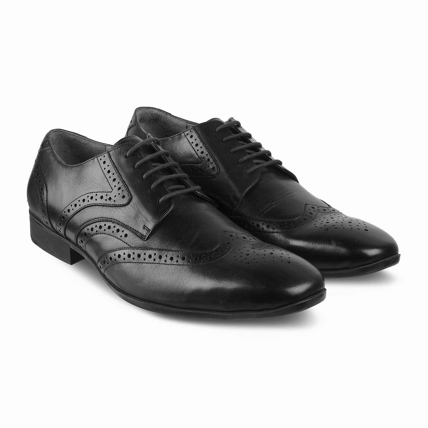 Plain Lace Up Shoes The Charlie Black Mens Derby Leather Lace-Ups