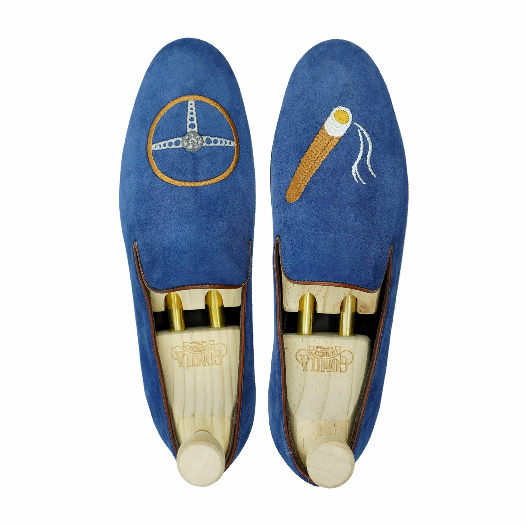 Triangle-logo Slip-on Loafers Alaska - Men's Light Blue Kid Suede Loafer