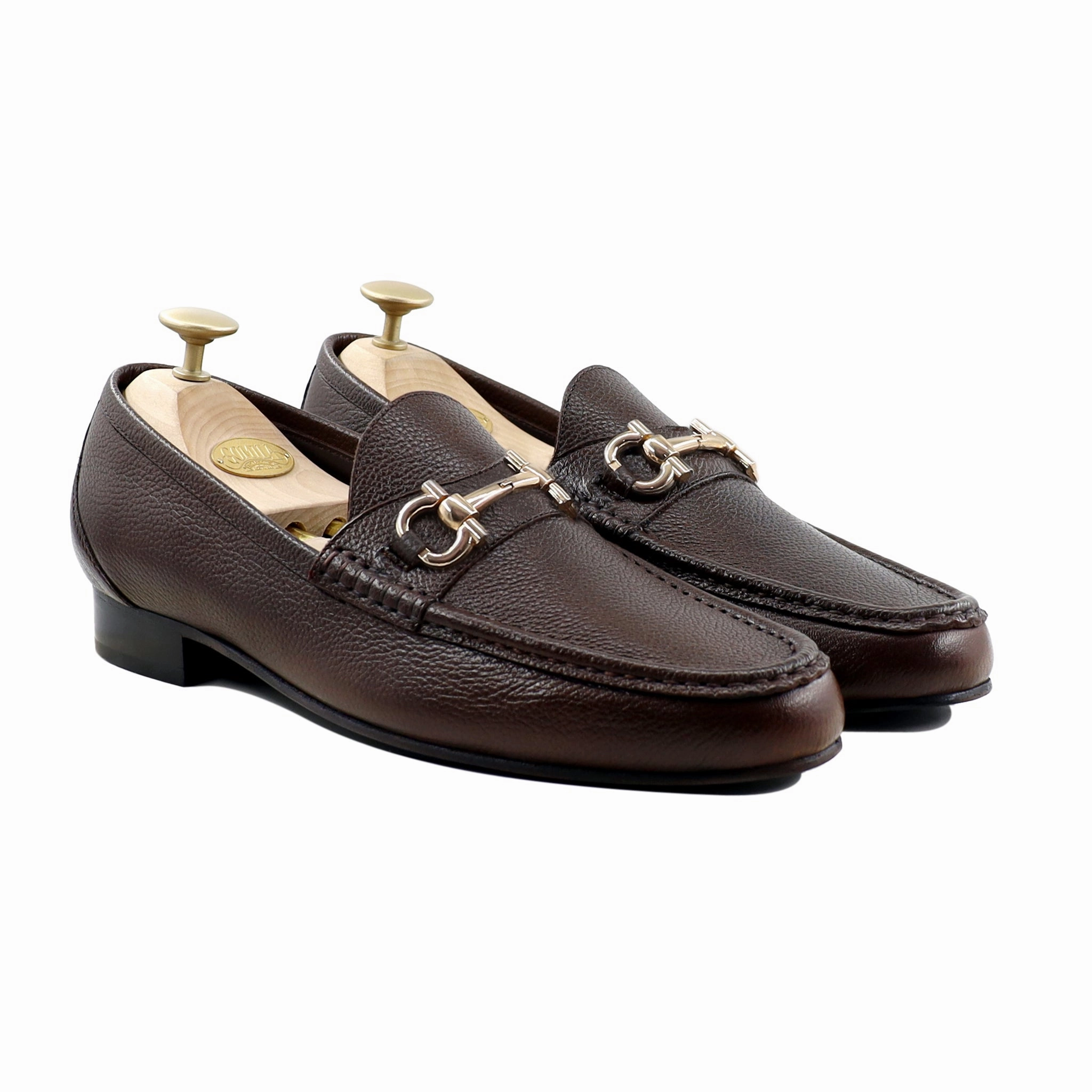 Arzak - Men's Dark Brown Pebble Grain Leather Loafer Chunky Prada Loafers