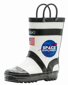 Astronaut Loop Handle Rubber Rain Boots Snakeskin Ankle Boots