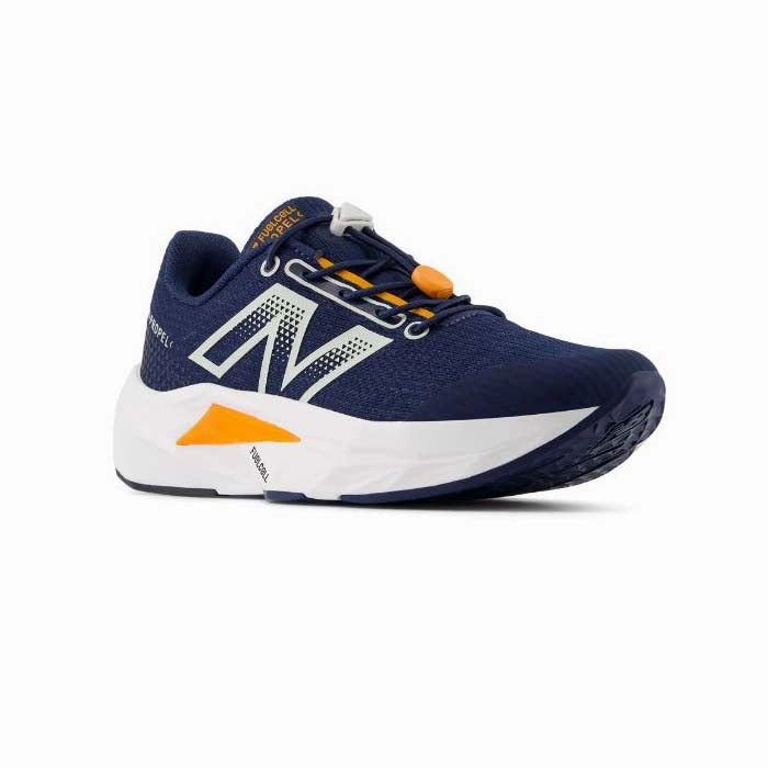 High Performance Running Shoes Big Boy New Balance Bungee FuelCell Propel v5 in Nb Navy/Sun Glow/Grey Matter