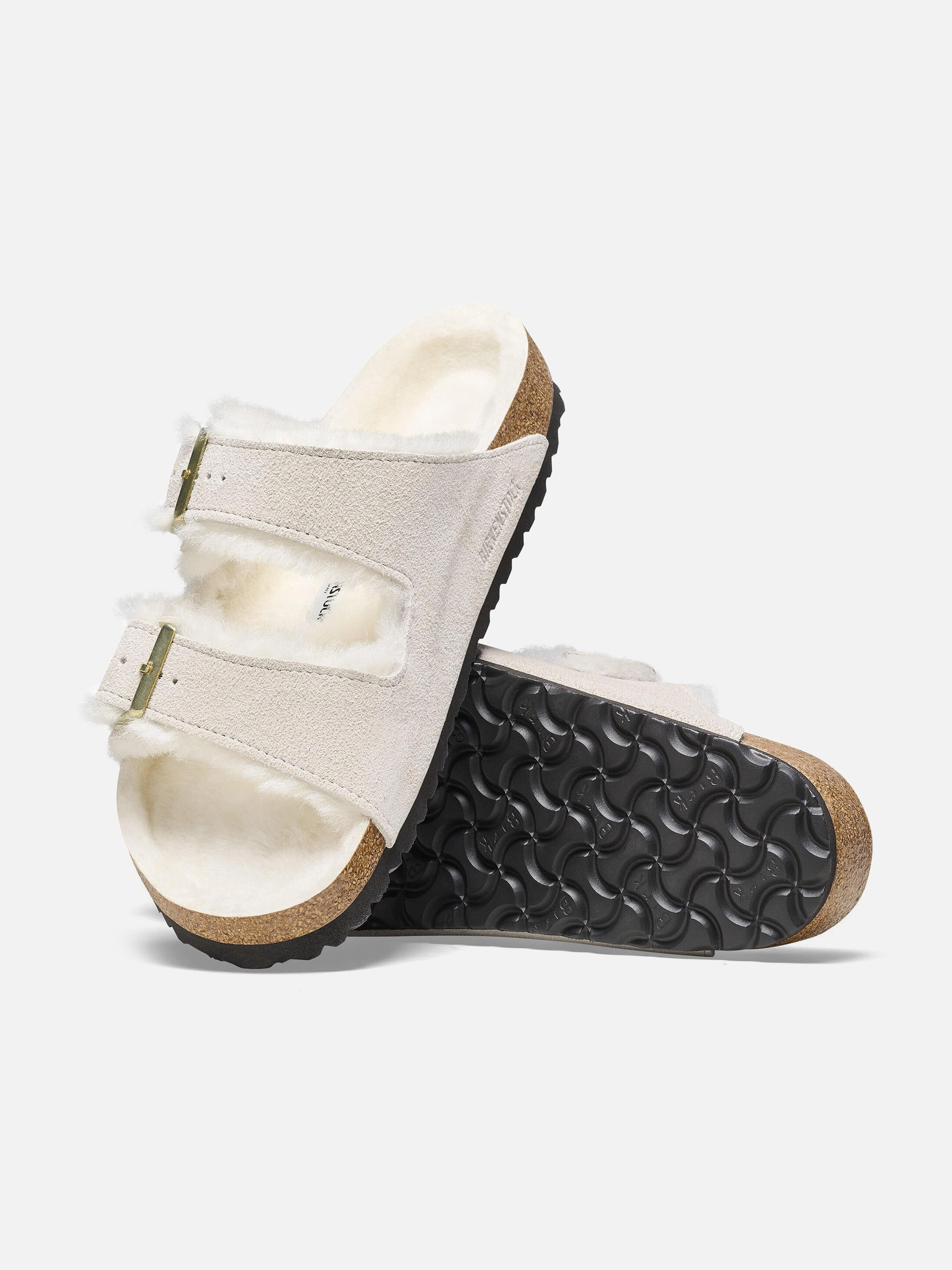 Sandals With Strap BIRKENSTOCK Arizona Shearling Suede Sandals in White