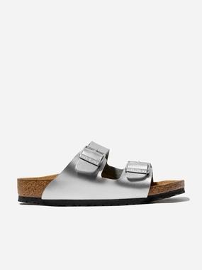 Sandals With Toe Loop BIRKENSTOCK Girls Arizona Metallic Sandals in Silver