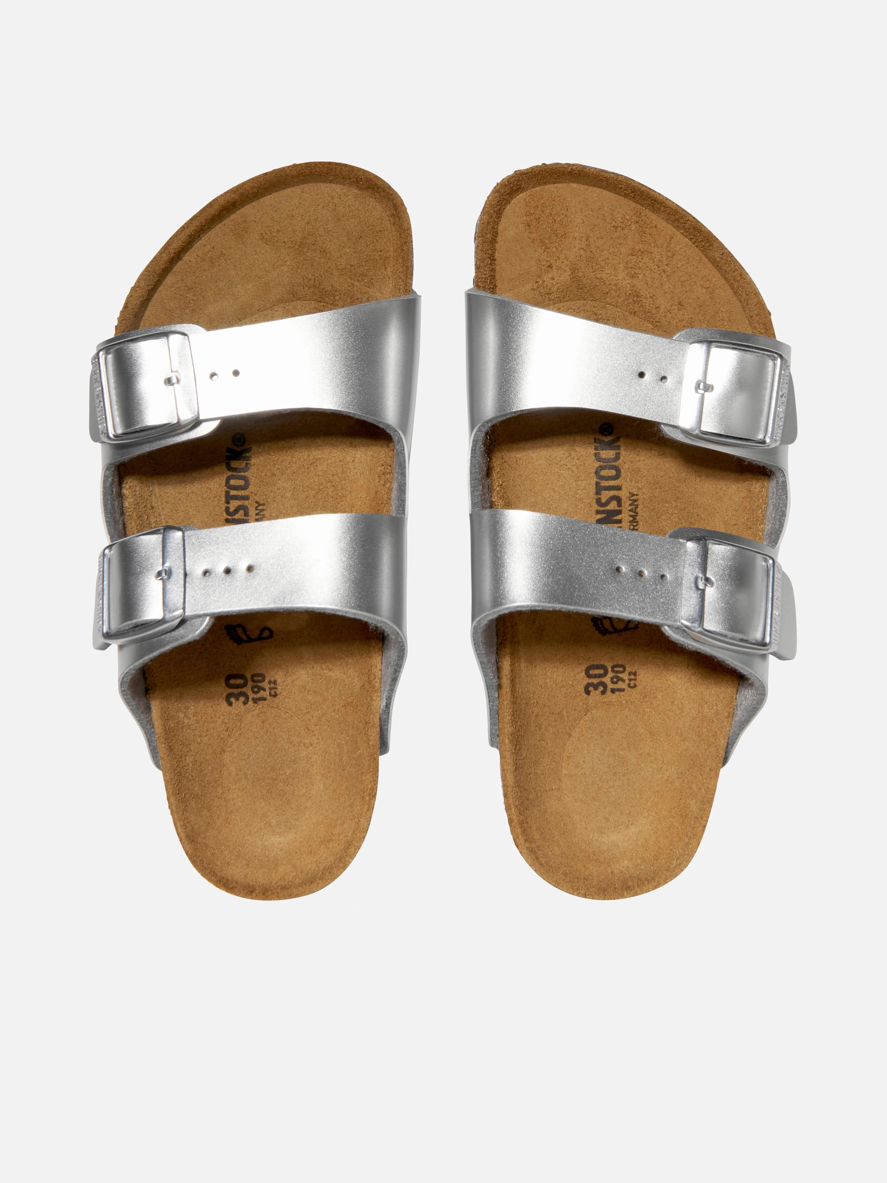 BIRKENSTOCK Girls Arizona Metallic Sandals in Silver Sandals Store Near Me