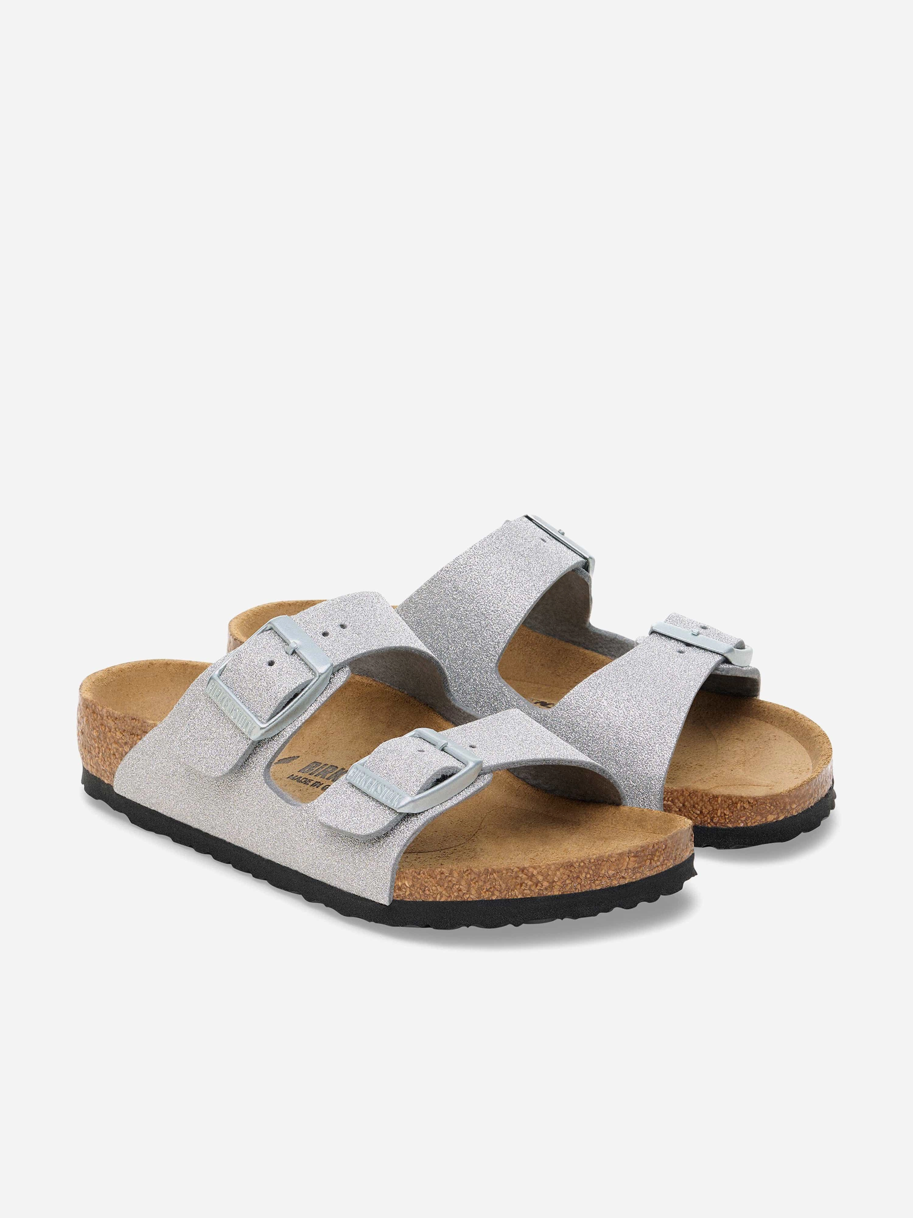 BIRKENSTOCK Girls Arizona Shiny Glitter Sandals in Silver Sandals Royal Resort