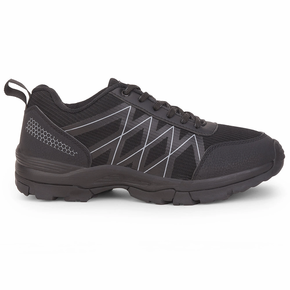 Leap7x Black Sports Lace-Up Trekking Shoes For Men MOUNTAIN2E By Liberty Hiking Shoes India