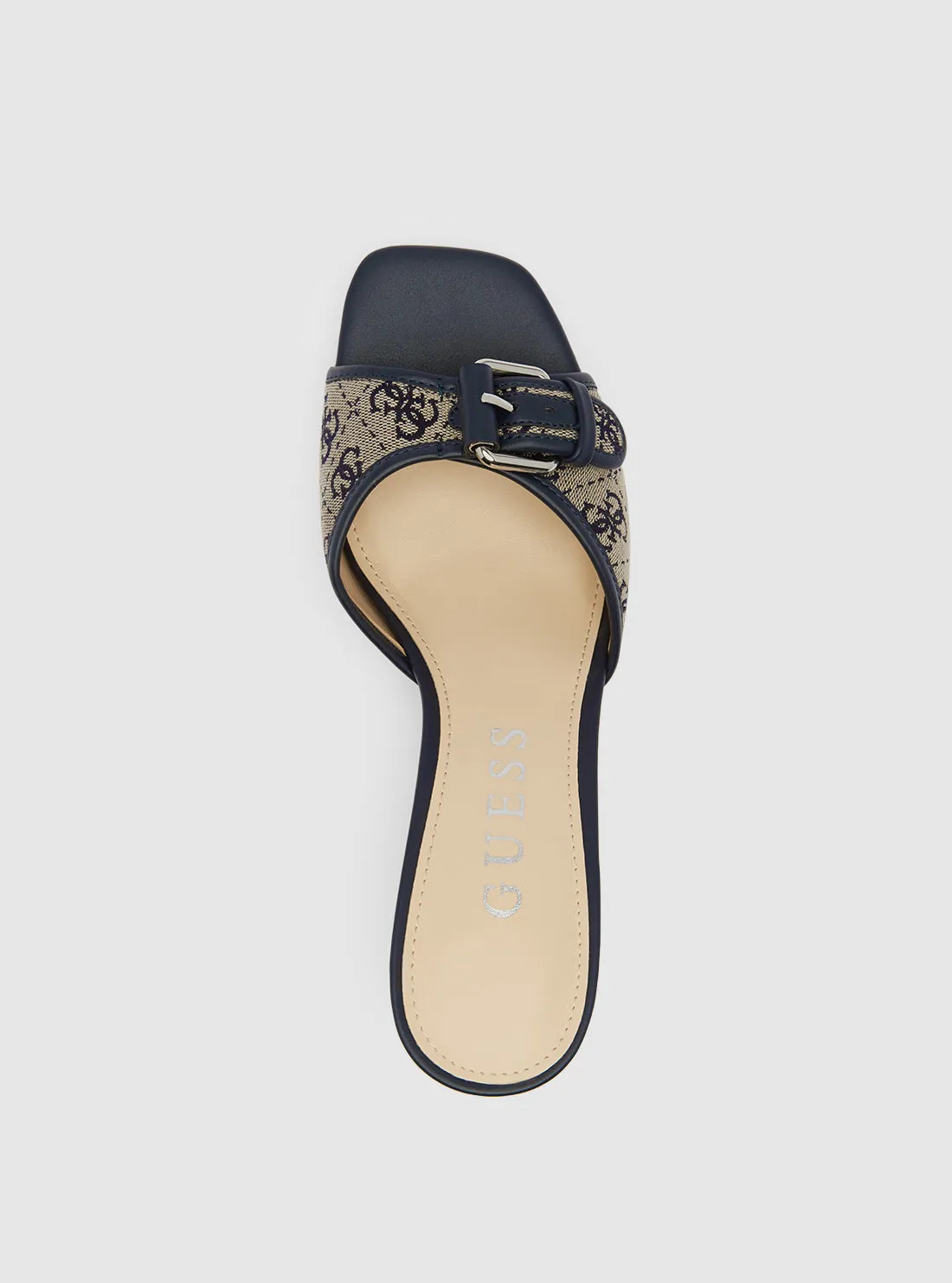 Knee High Combat Boots Blue Logo Dista Kitten Heels