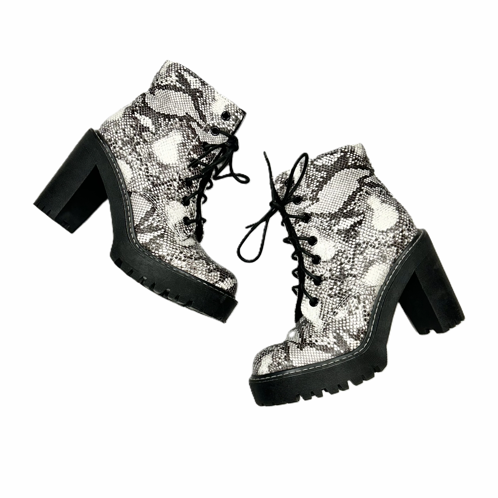 Outsole Cowboy Boots Boots Ankle Heels By Madden Girl In Snakeskin Print, Size: 6.5