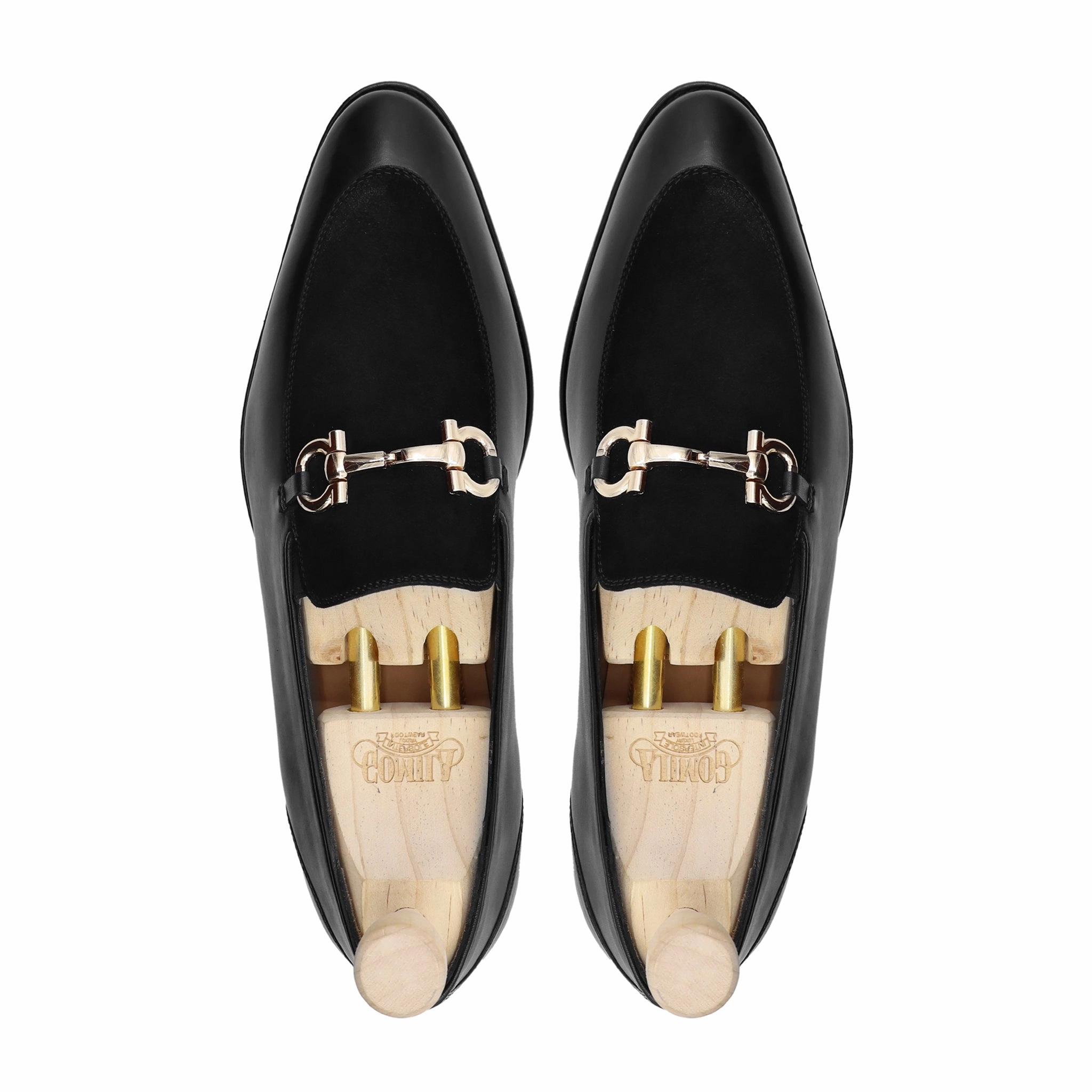 Kasper - Men's Black Calf Leather and Kid Suede Loafer Reef Loafers