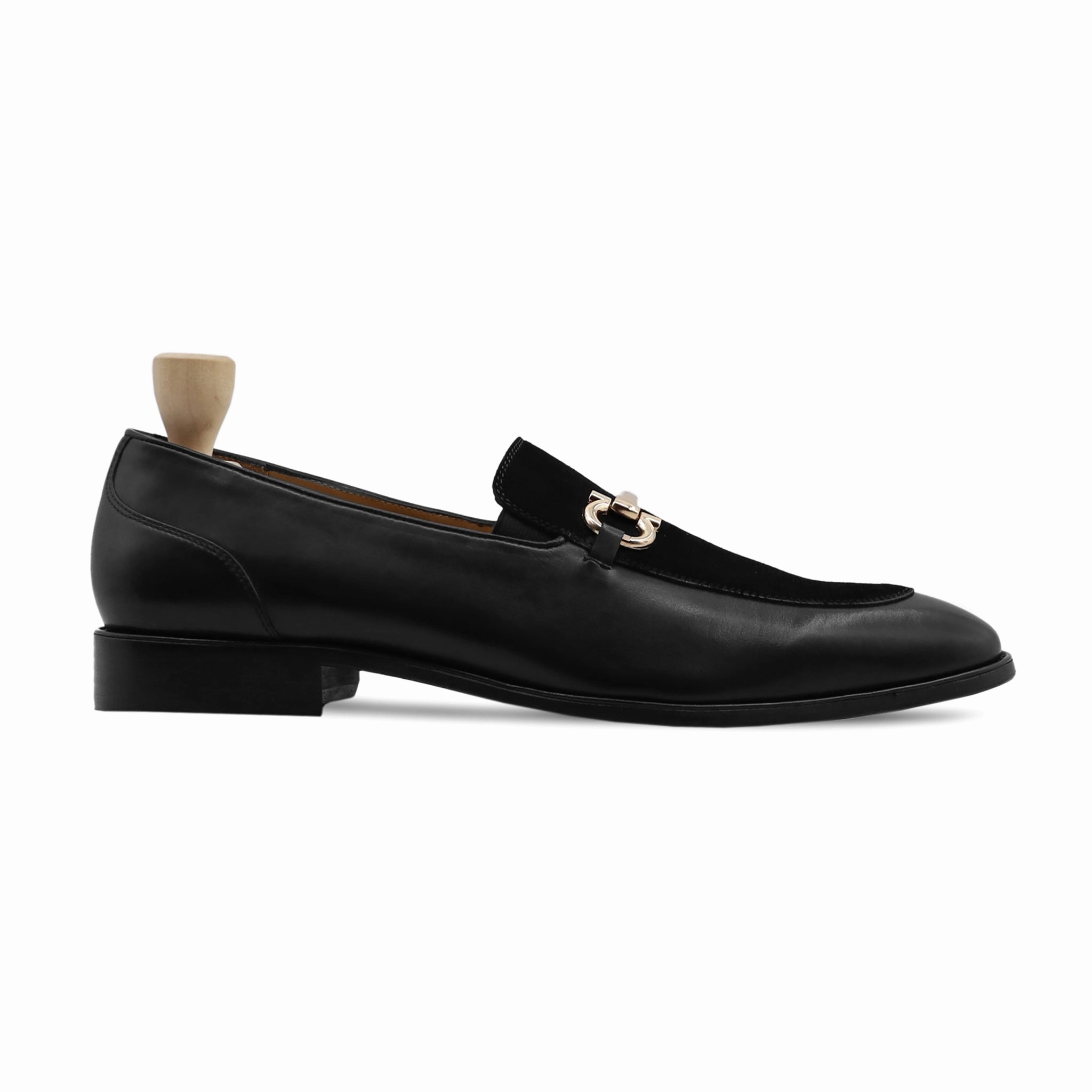 Kasper - Men's Black Calf Leather and Kid Suede Loafer Tods Loafers Sale