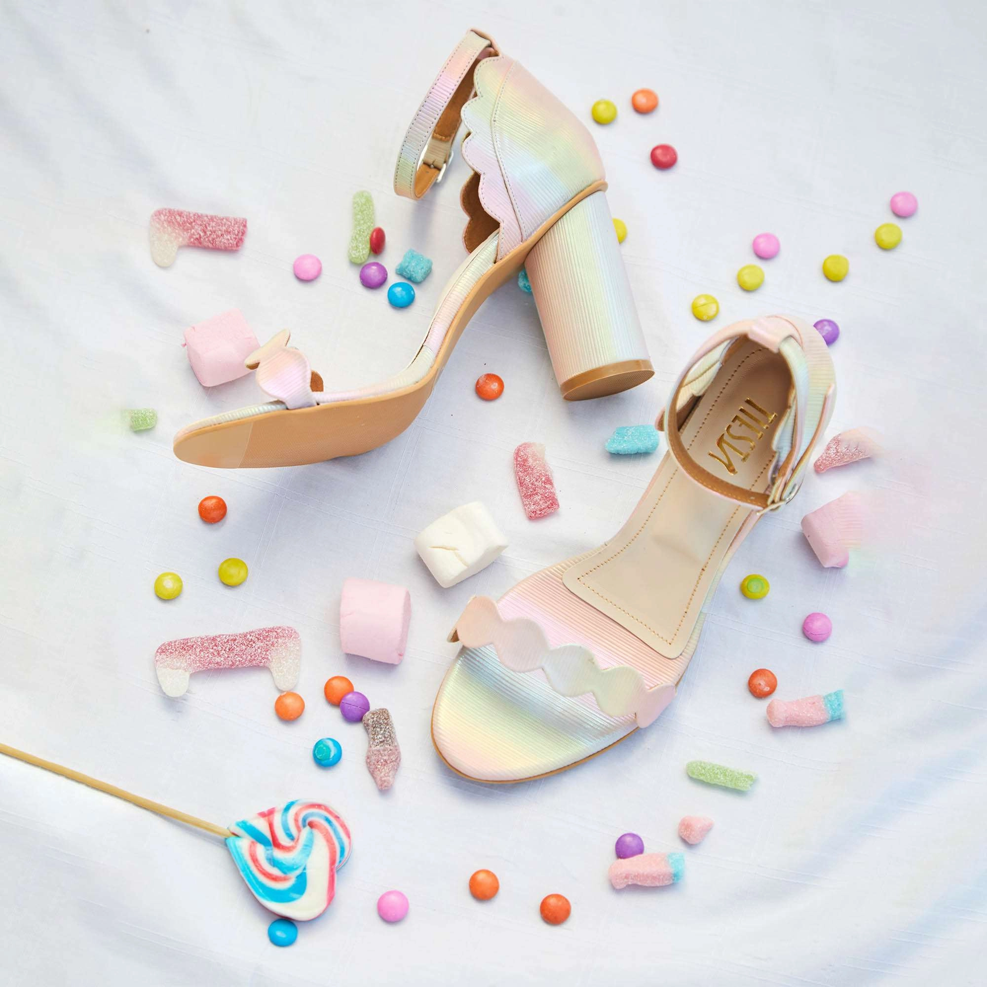 High Heel Leather Pumps Bubblegum Block Heels - Sugar Rush