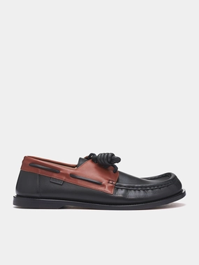 Mems Loafers Campo Boat Shoes (M816S08X01-DARK-CARAMEL-BLACK)