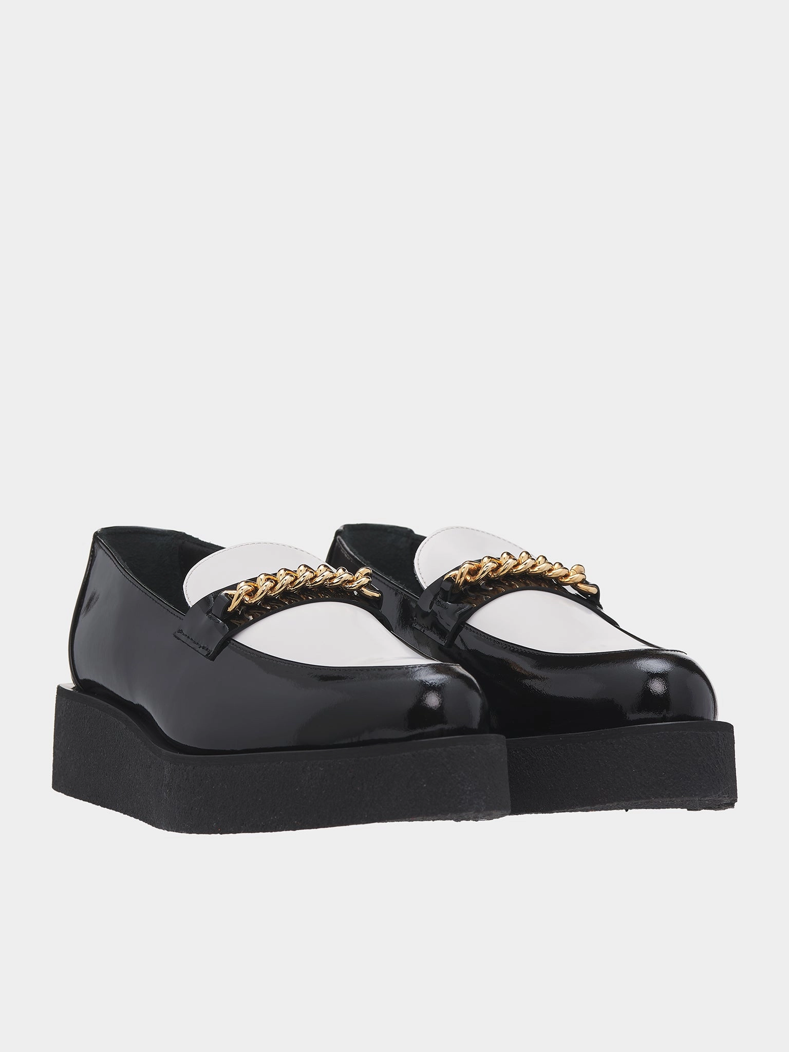 Chain Creeper Loafers (FT19C-LE94-BLACK-WHITE-PATENT) Baudoin And Lange Loafers