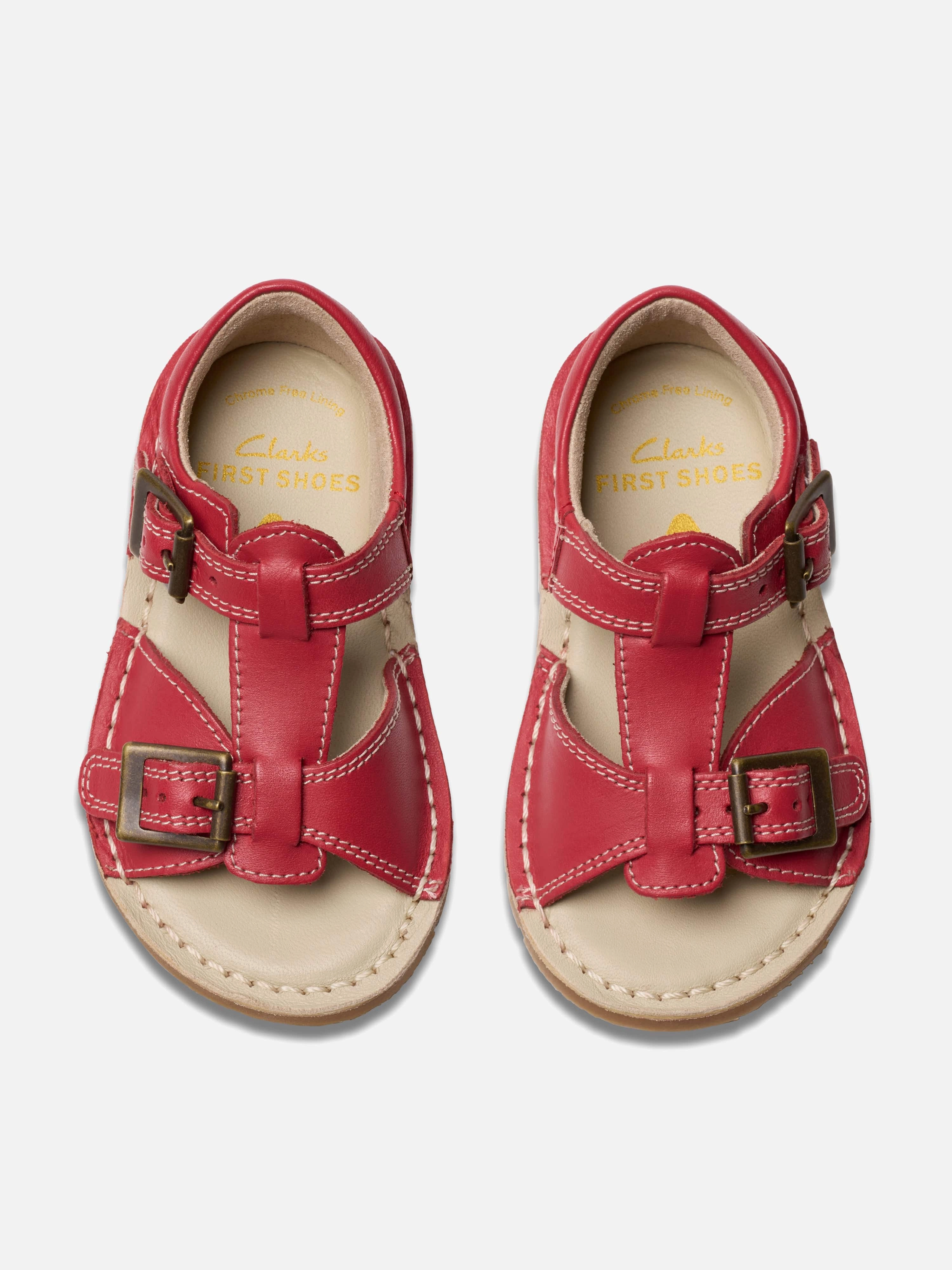 Clarks Baby Girls Leather Play Sun Reef Sandals in Red Japanese Sandals Name