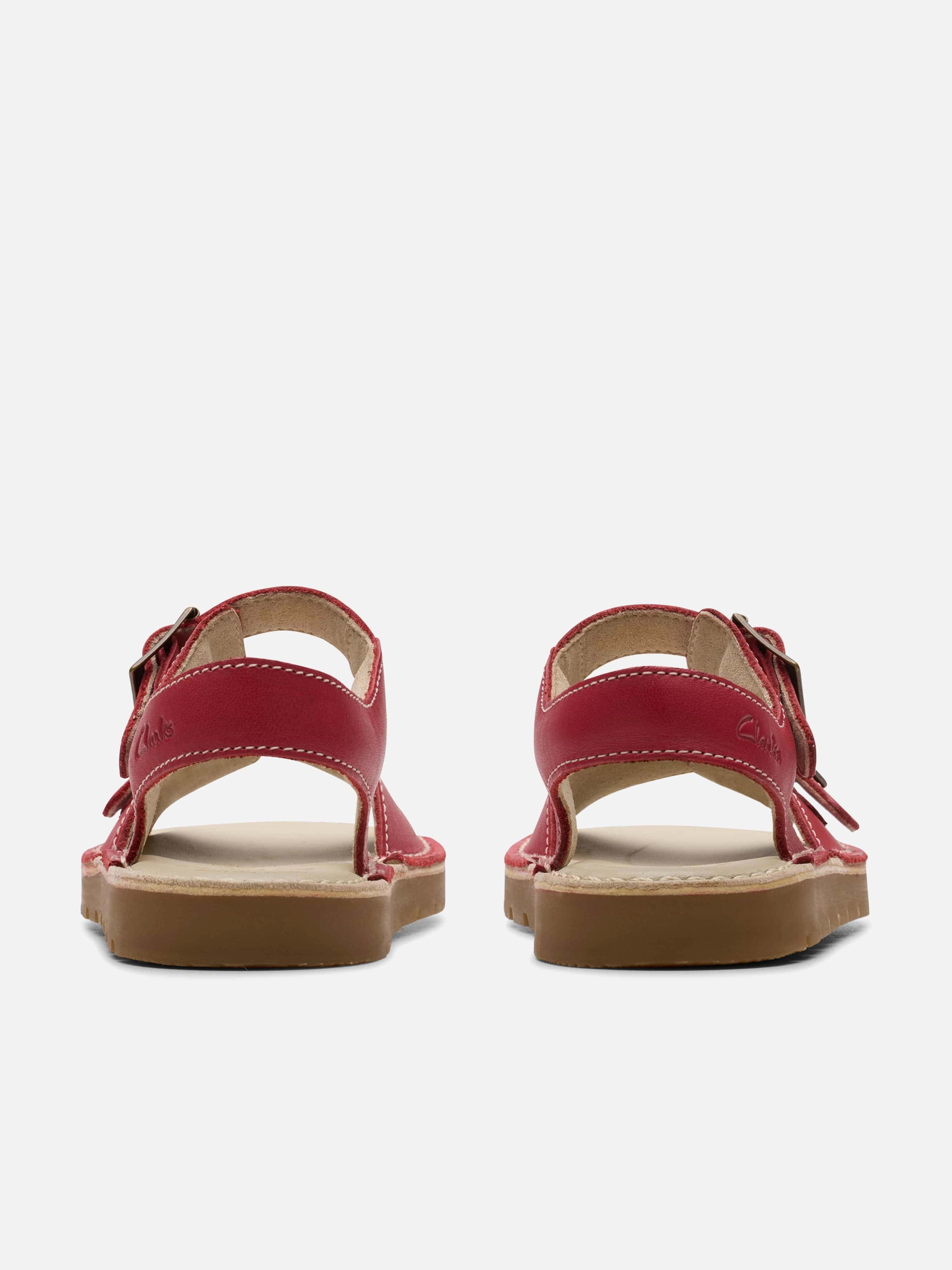Clarks Girls Leather Play Sun Reef Sandals in Red Sandals Black And Gold
