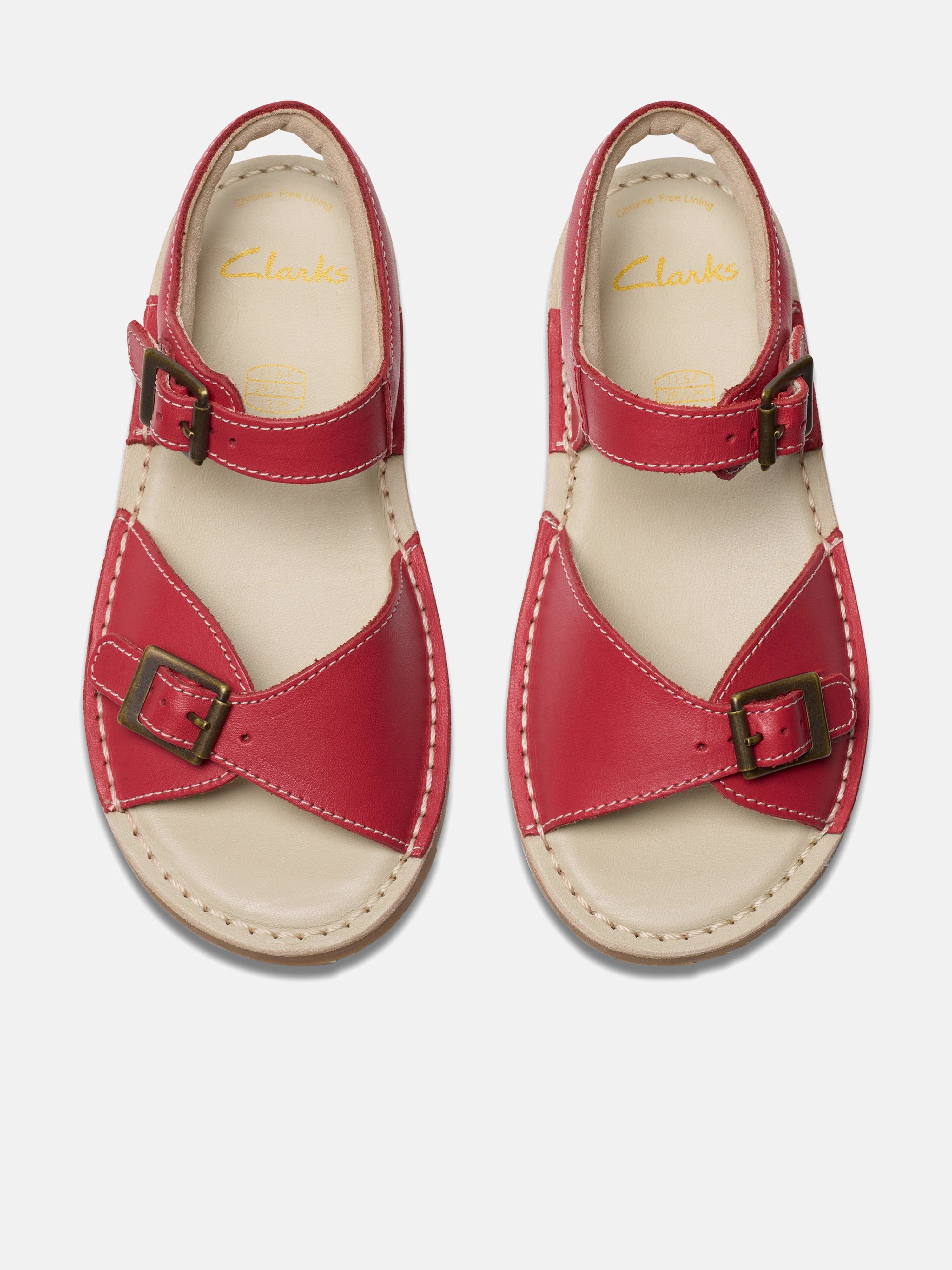 Clarks Girls Leather Play Sun Reef Sandals in Red Burlington Sandals