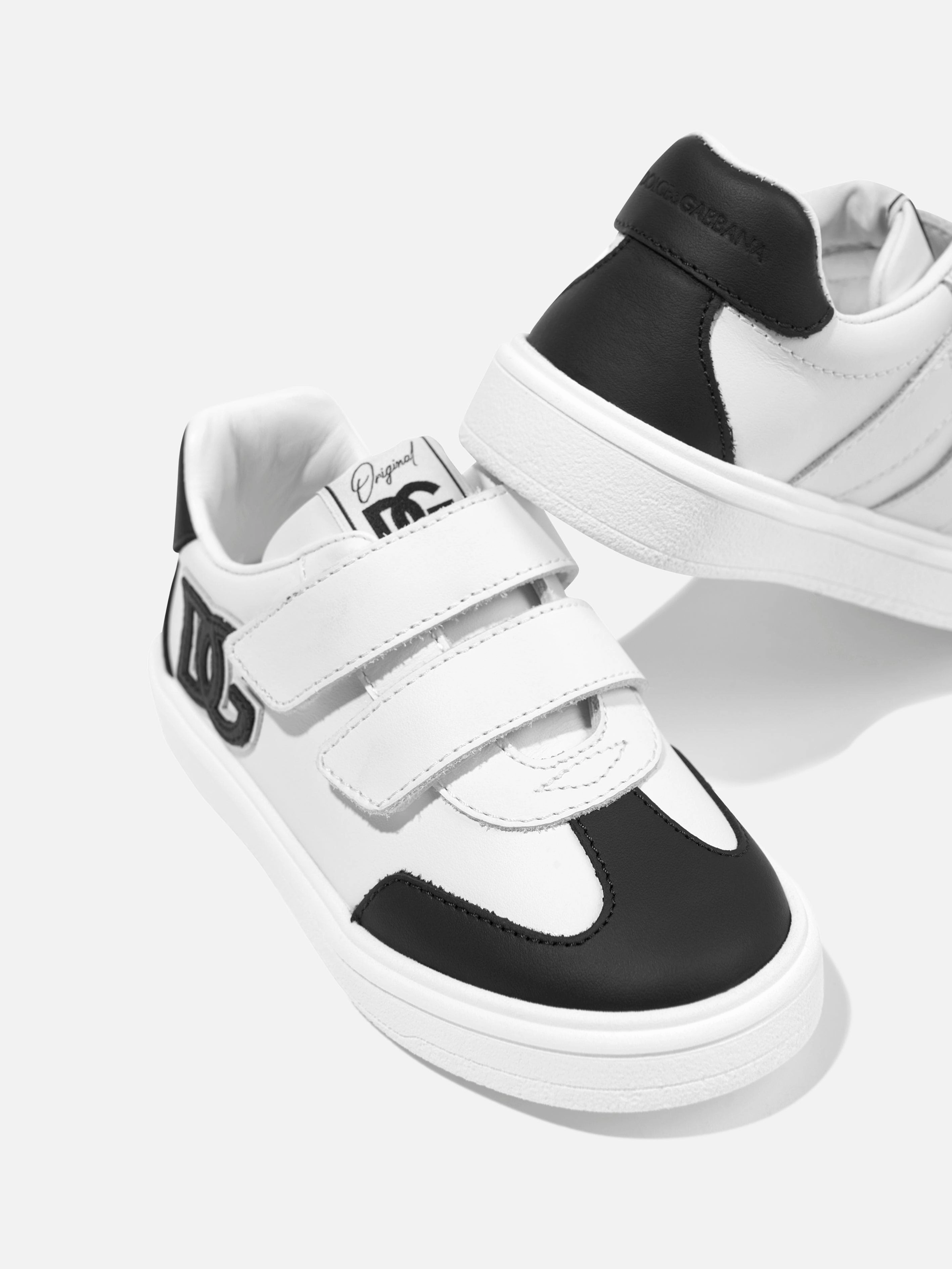 Dolce & Gabbana Boys Leather Portofino Trainers in White Best Support Sneakers For Walking