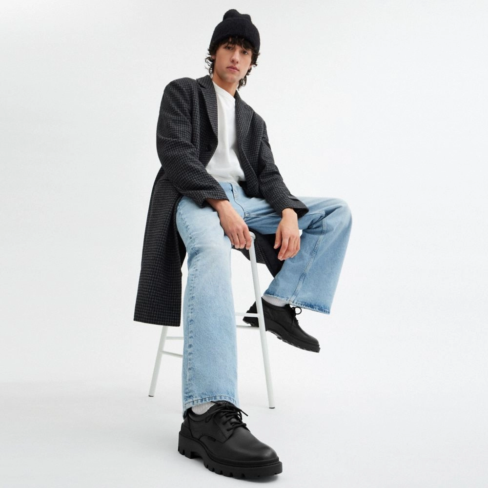 Coach Cameron Derby In Signature Leather Black Fashion Nova Lace Up Shoes