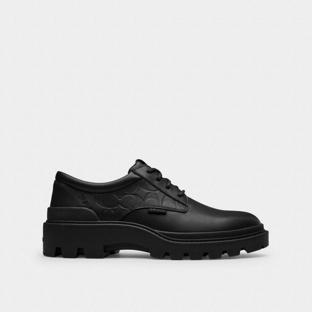 Coach Cameron Derby In Signature Leather Black Laced Up Shoe Store Chicago