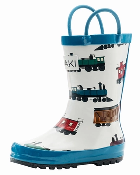 Boots For Boxing Tommy's Trains Loop Handle Rubber Rain Boots