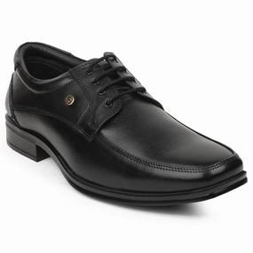 Healers Black Formal Lacing Derby Shoes For Men UDL-9 By Liberty Prada Diapason Opaque Brushed Leather Lace-up Shoes