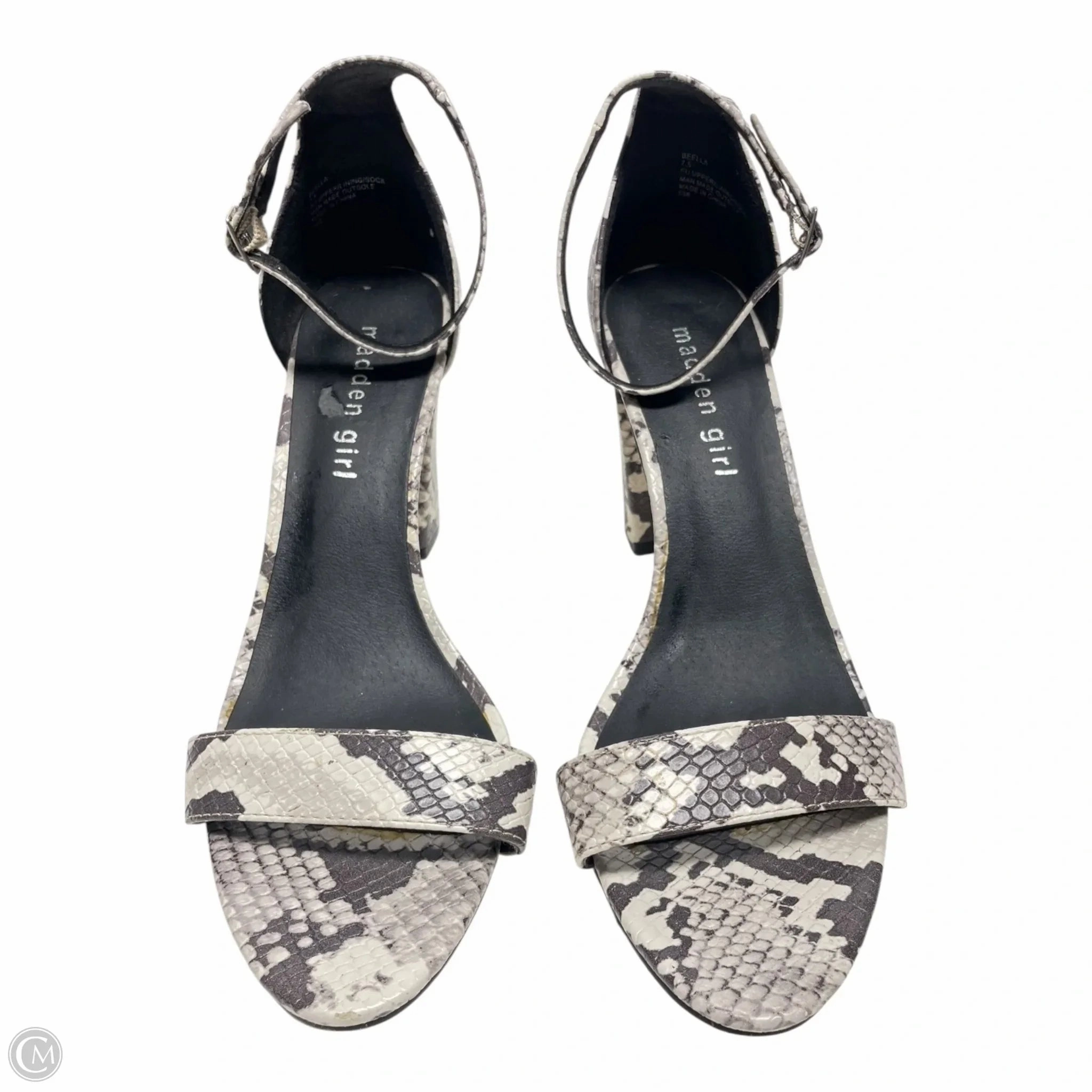 Military Discount Sandals Heels Block By Madden Girl In Snakeskin Print, Size: 7.5