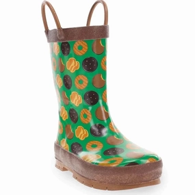 Big Girl Western Chief It's Raining Cookies Rain Boot in Green Boots Snakeskin