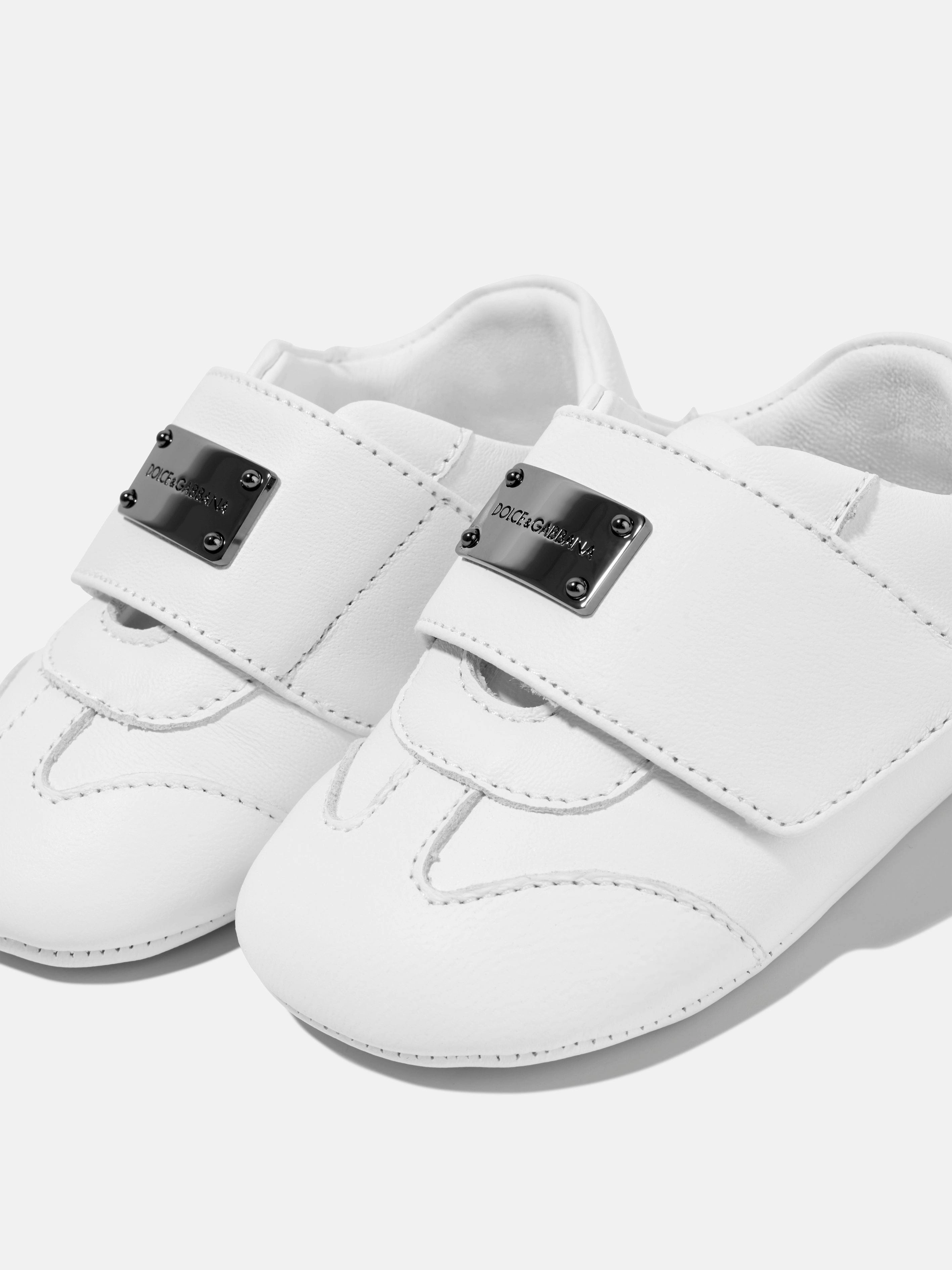 Dolce & Gabbana Baby Leather Pre-Walker Trainers in White Sneakers Af1