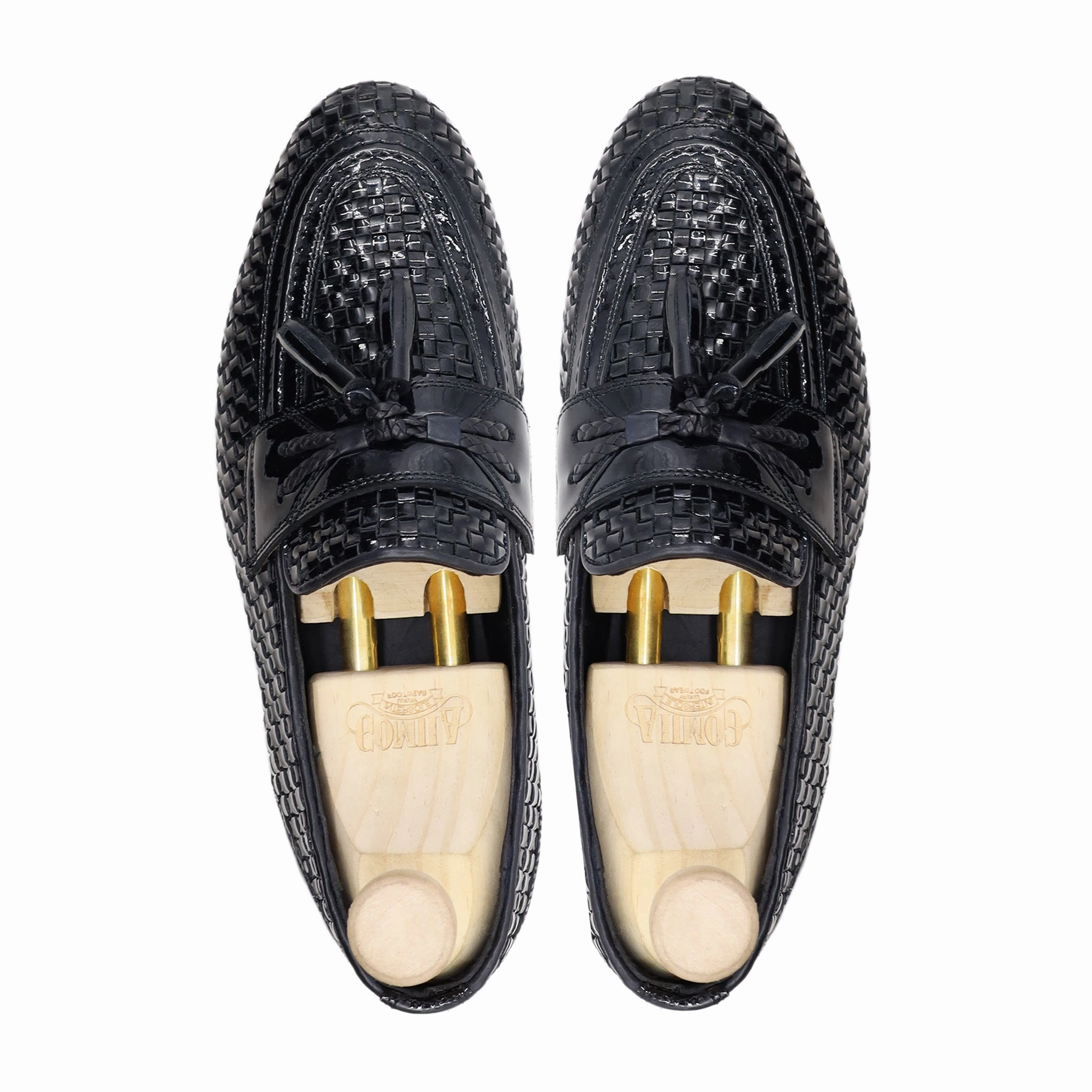 Loafers Valentino Congo - Men's Black Hand Woven Patent Leather Loafer