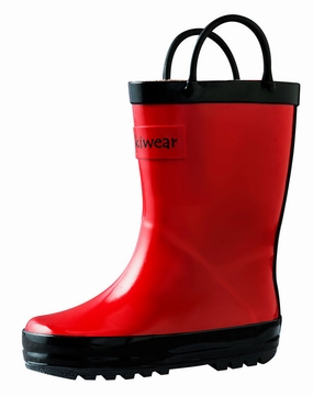 Fiery Red Loop Handle Rubber Rain Boots Amazon Boots