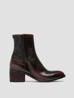 DENNER 127 - Brown Leather Zipped Boots Beige Snow Boots