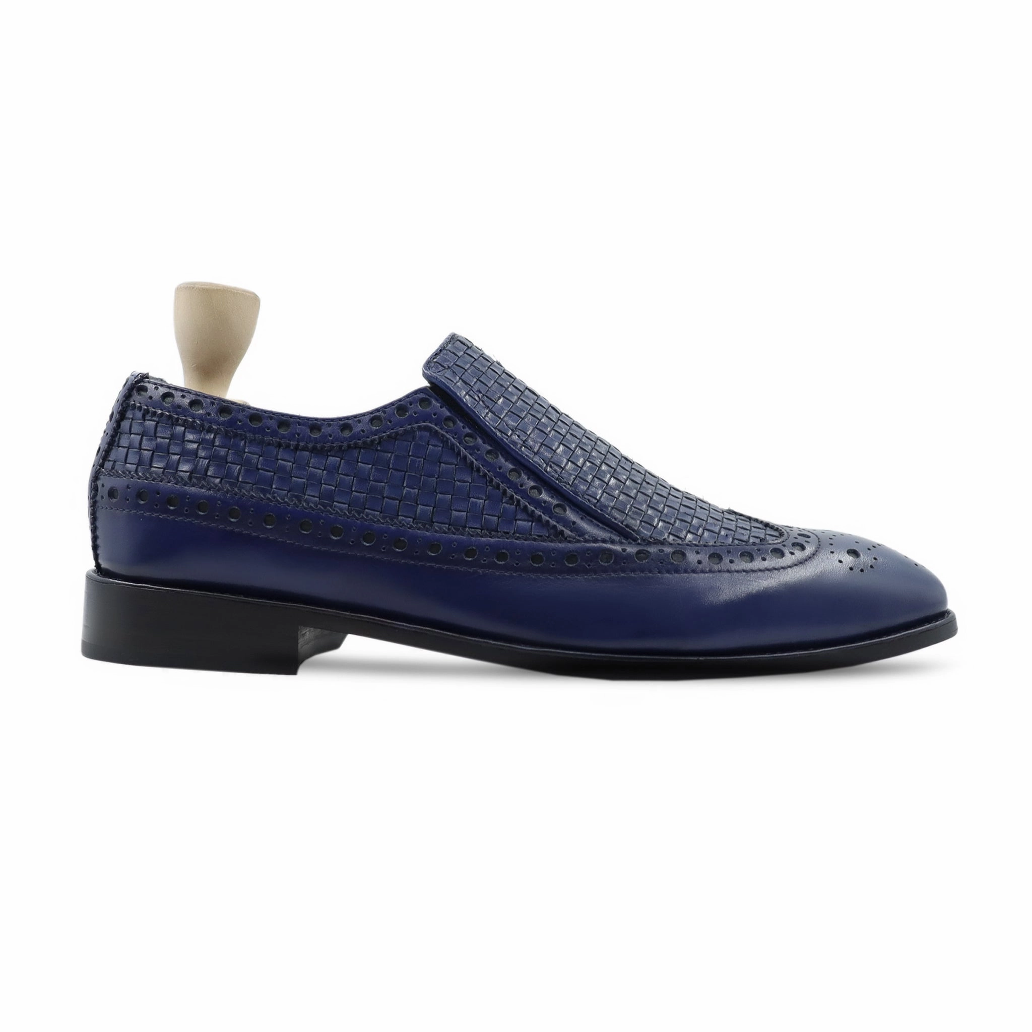 Denton - Men's Blue Calf and Hand Woven Calf Leather Loafer Loafers Vince Camuto