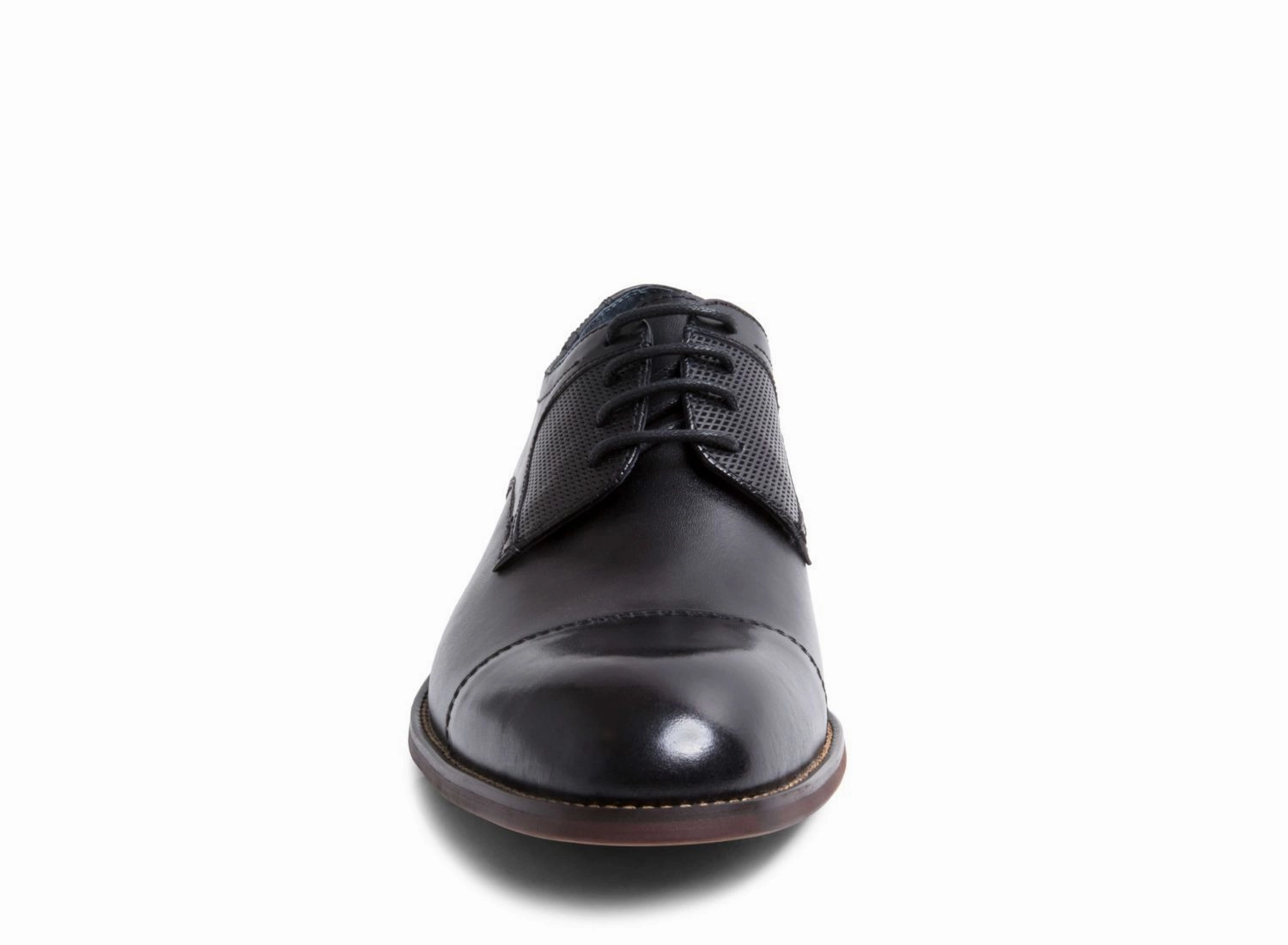 DERIUN BLACK LEATHER Perforated Oxfords