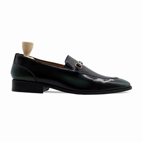 Detroit - Men's Burnished Green Box Leather High Shine Loafer Platform Loafers With Tassels
