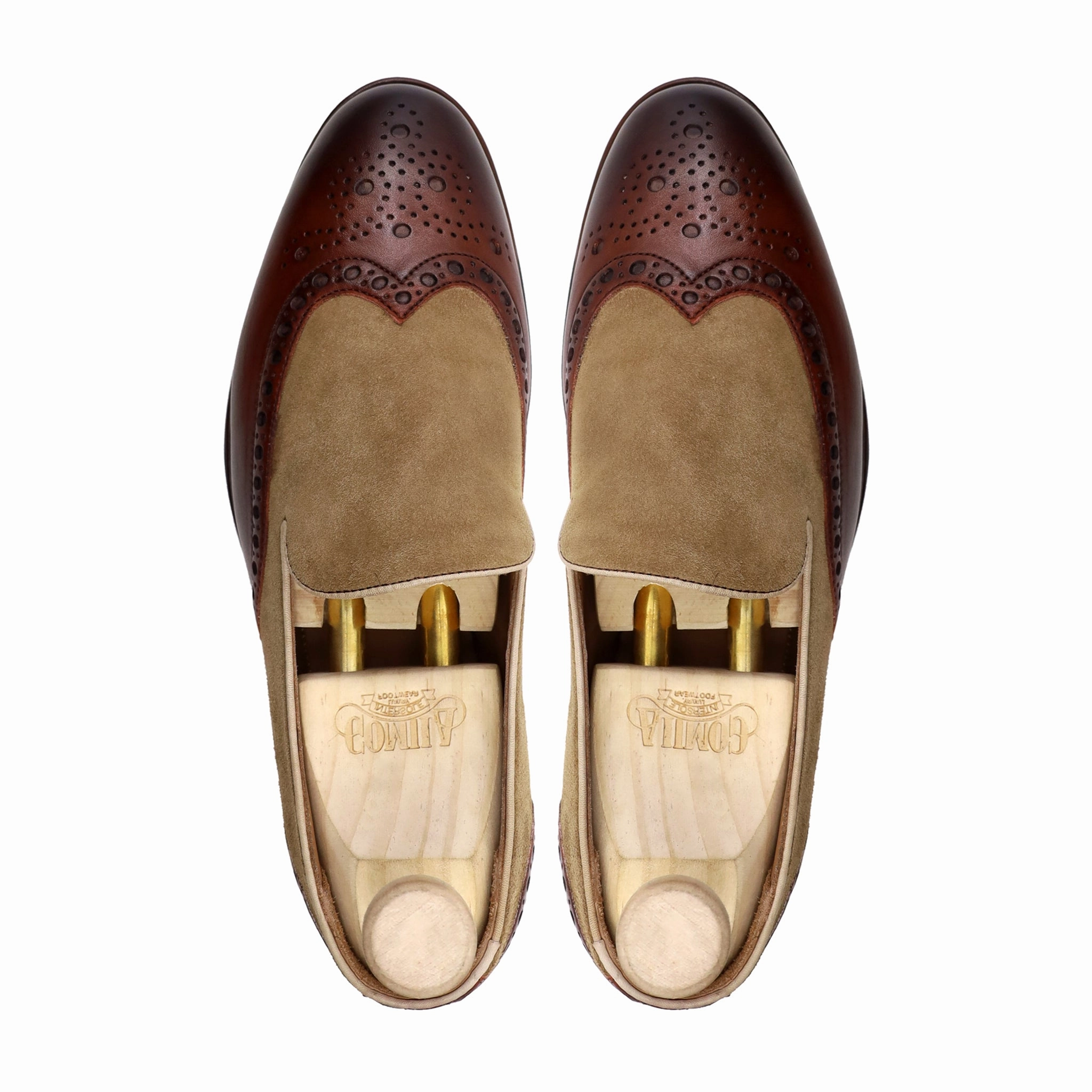 Diya - Men's Oxblood Calf Leather and Camel Kid Suede Loafer Loafers Seafood Grill