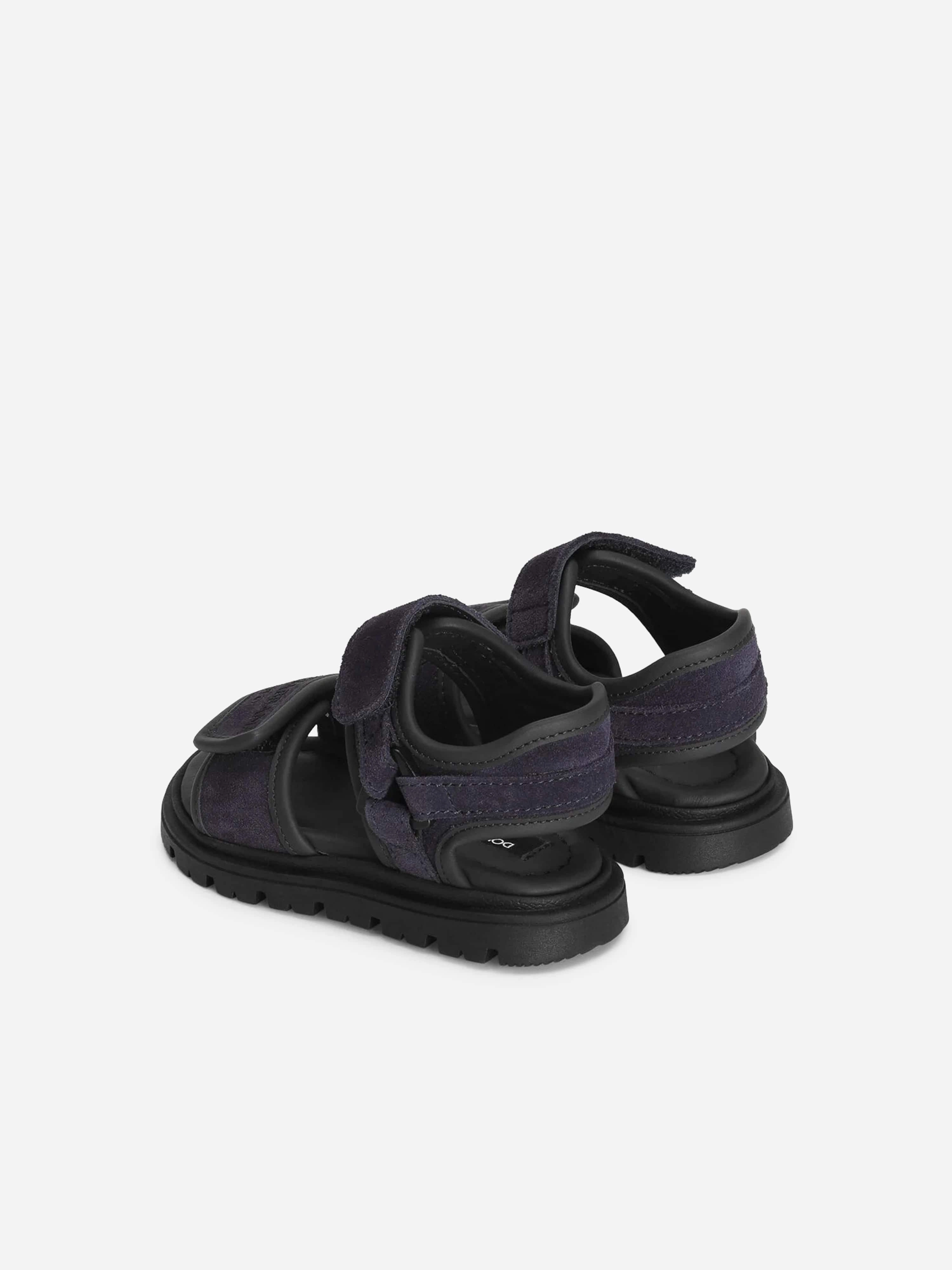 Sandals With Strap Dolce & Gabbana Boys Leather Velcro Strap Sandals in Navy