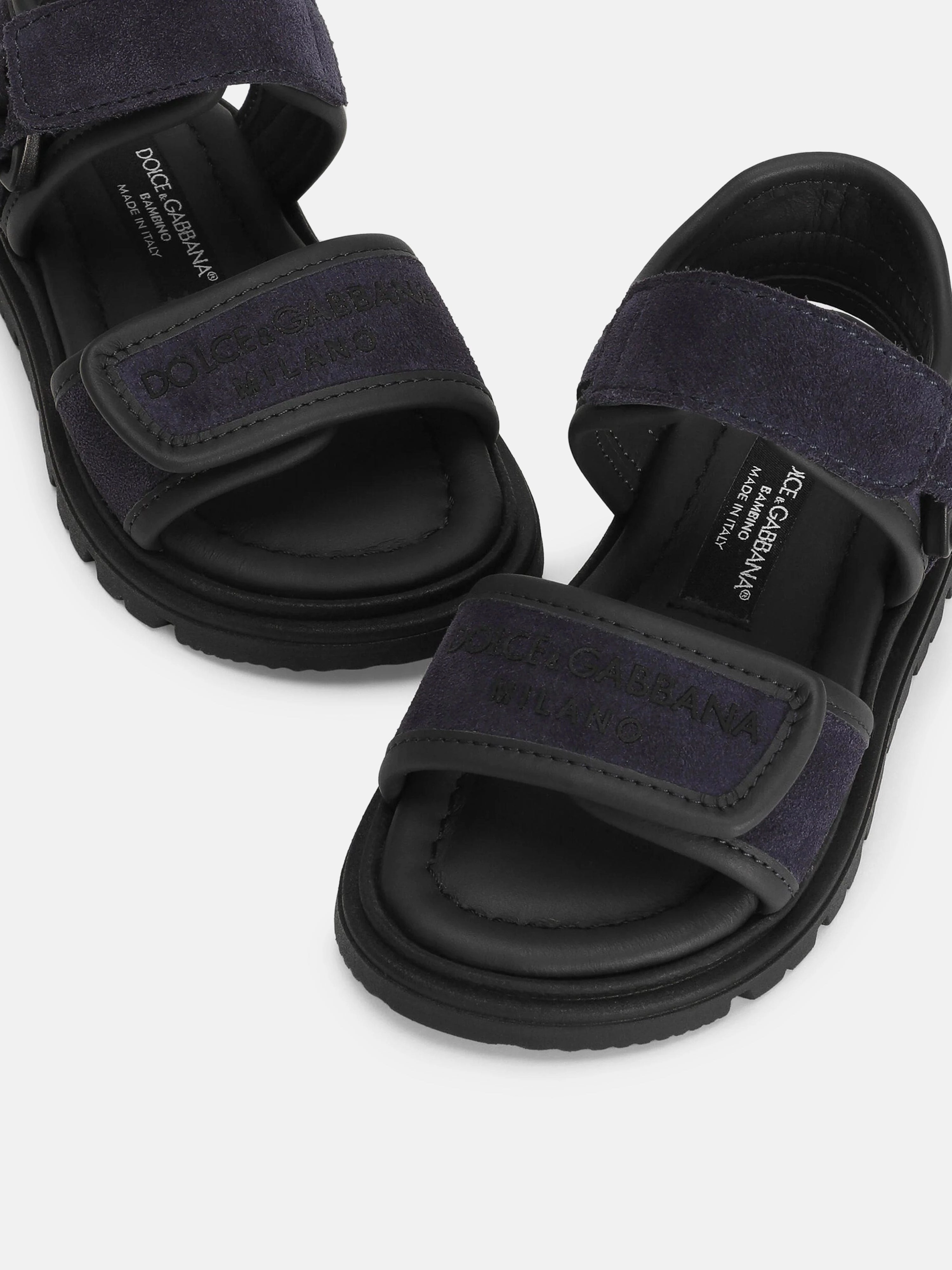 Sandals For Walking All Day Dolce & Gabbana Boys Leather Velcro Strap Sandals in Navy