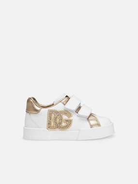 Turtle Sneakers Dolce & Gabbana Girls Leather Logo Trainers in White