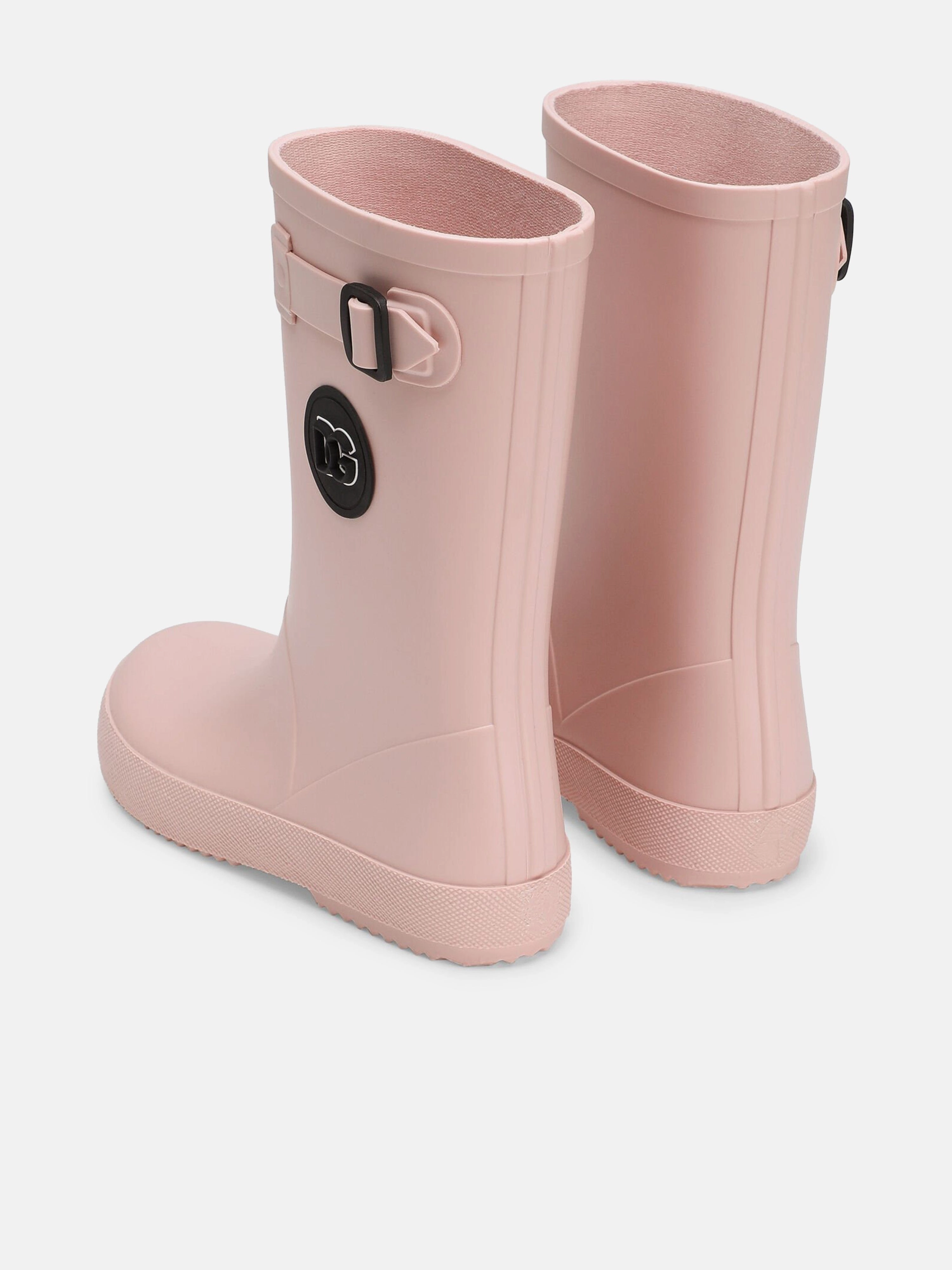 Dolce & Gabbana Girls Logo Rain Boots in Pink Armored Boots