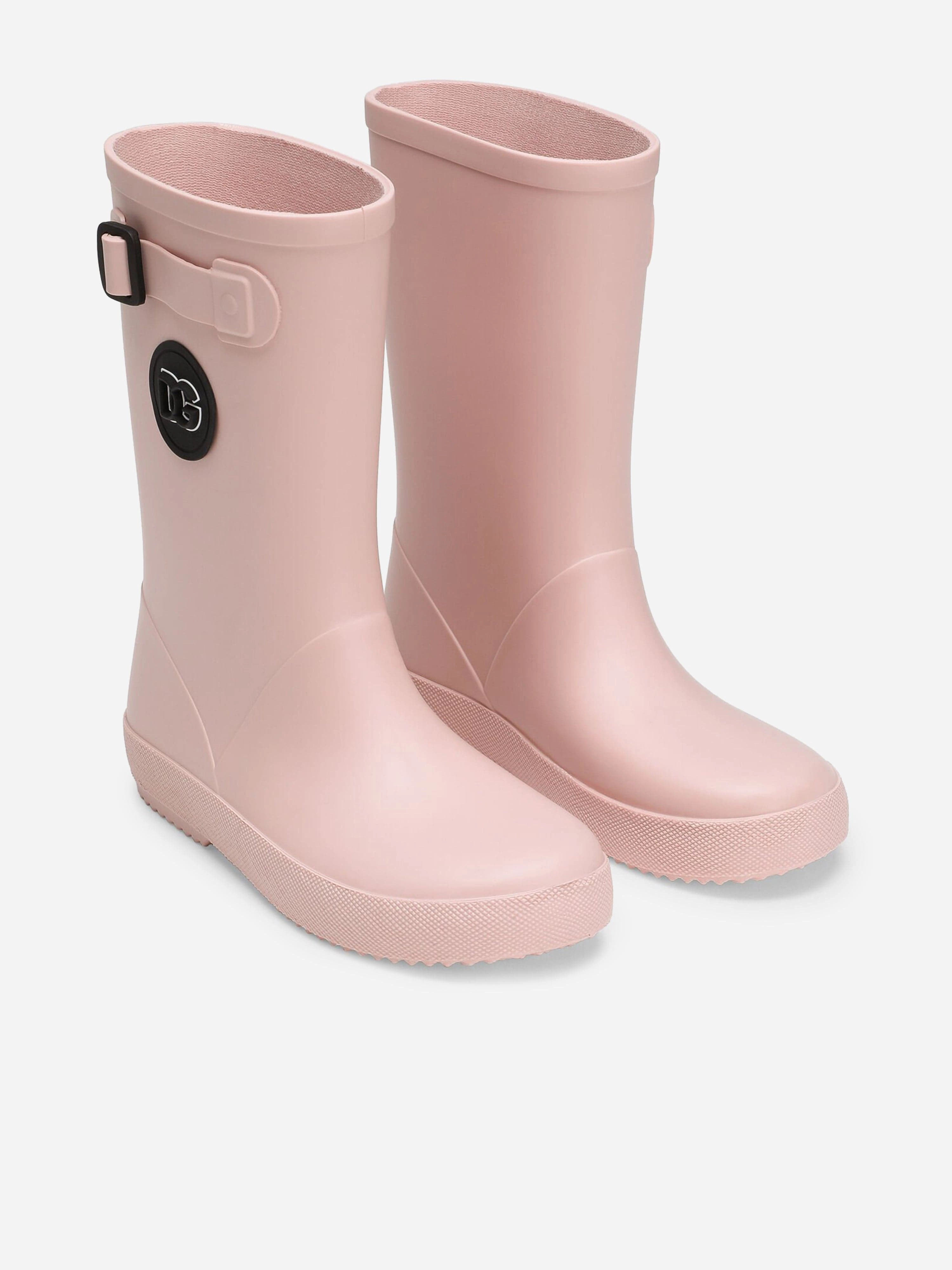 Star Western Boots Dolce & Gabbana Girls Logo Rain Boots in Pink