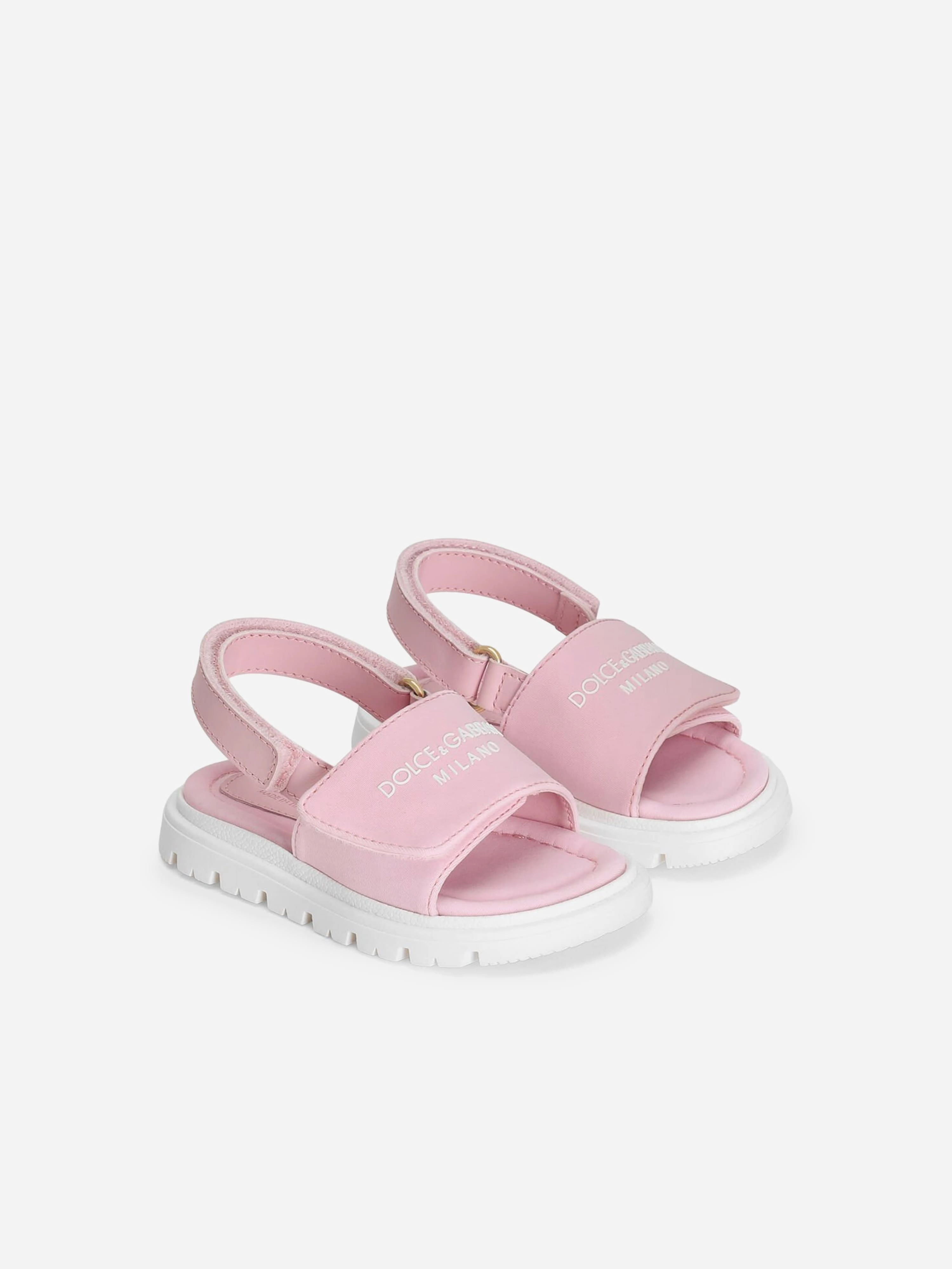 Dolce & Gabbana Girls Logo Velcro Sandals in Pink Ebay Sandals